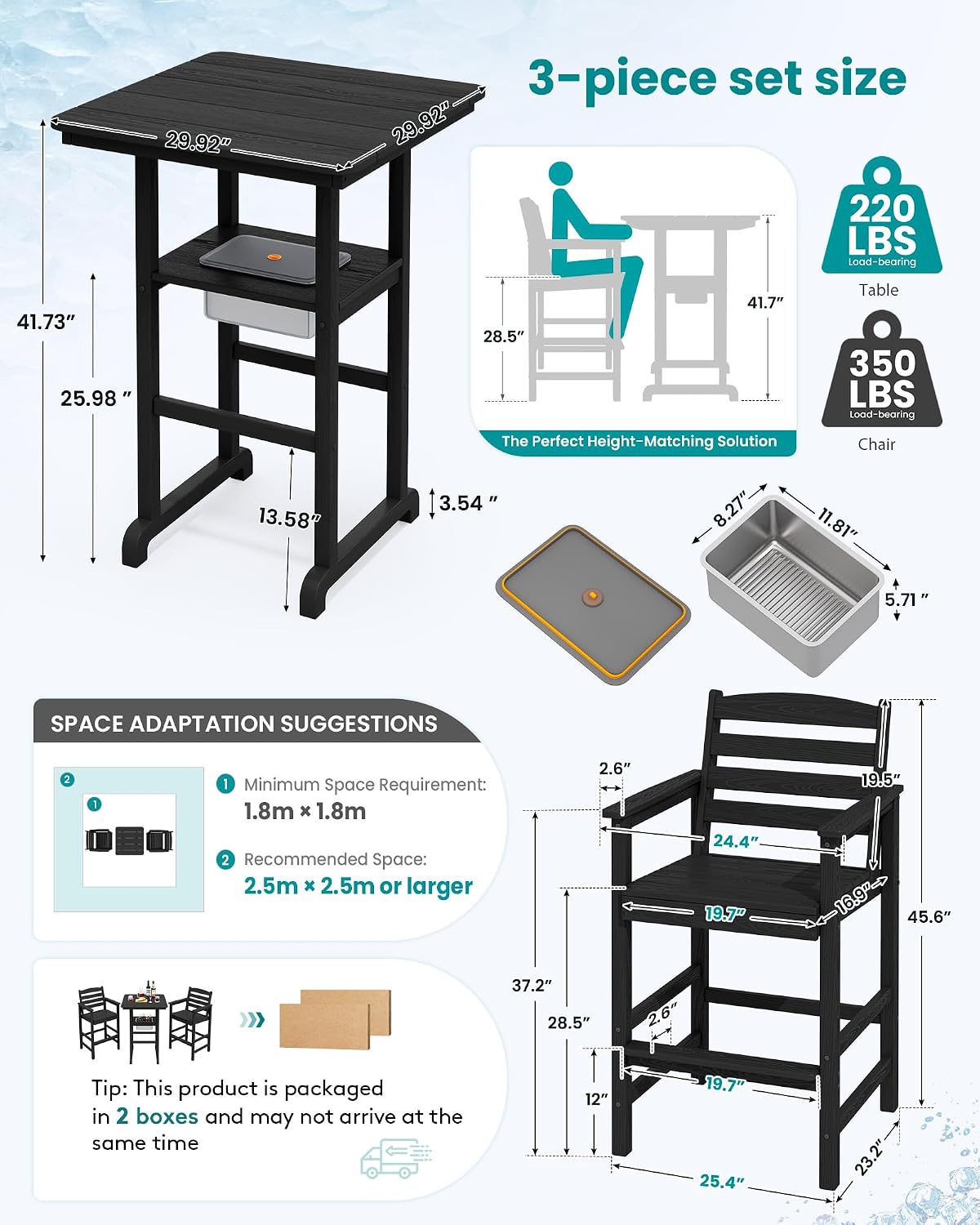 Detalle de SERWALL Outdoor Bar Set, HDPE