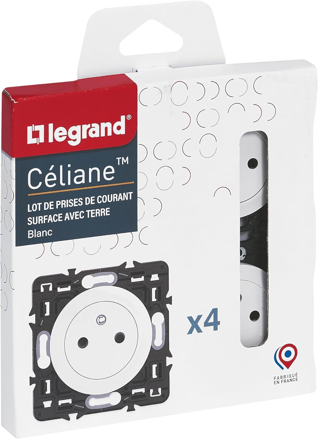 Thumbnail 1 de LEGRAND Prise Electrique Murale Céliane Surface with Retractable Base – 4 unités, Blanc