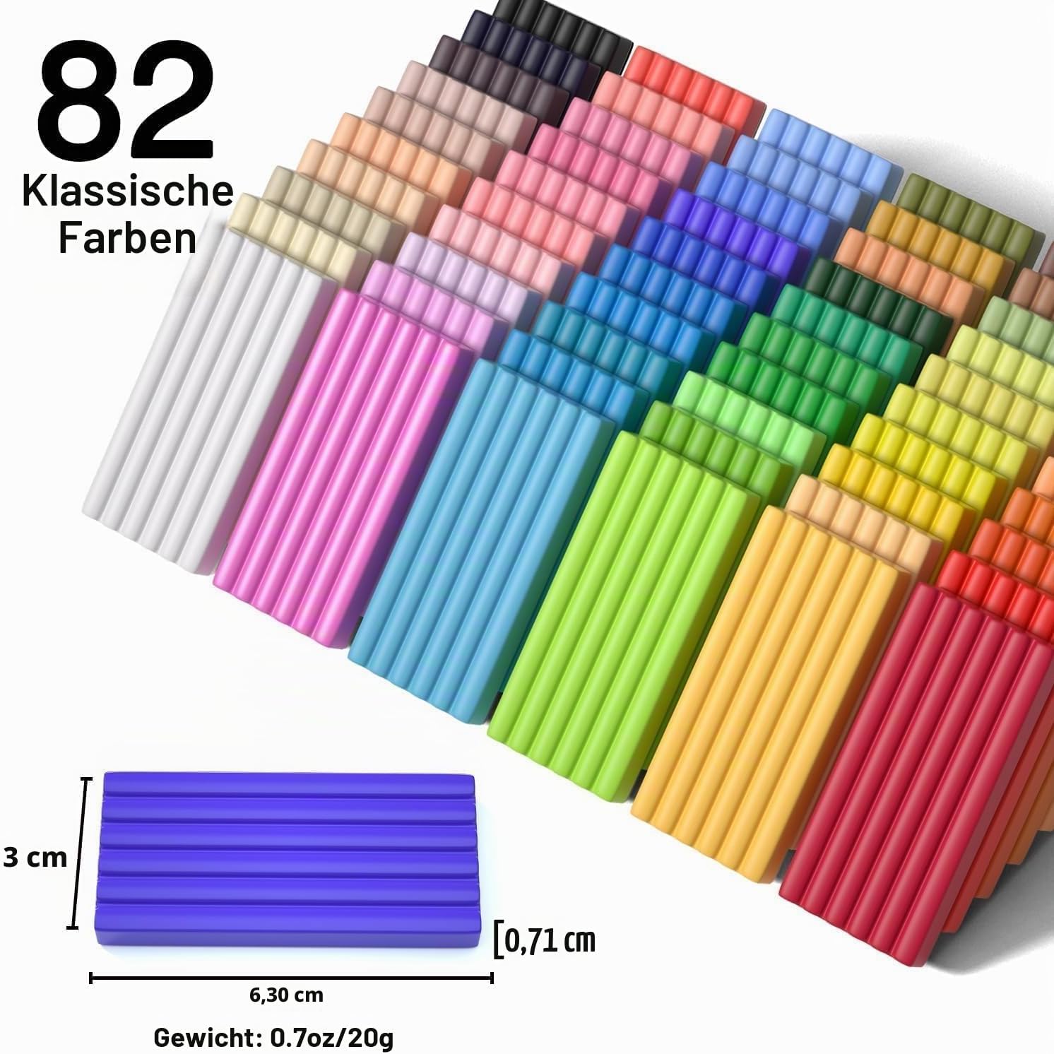 Detalle 2 de Shuttle Art 82 Polymer Clay Set – buntes Ofenhärtendes Modelliermasse-Set mit 19 Schnitzwerkzeugen und 16 Zubehörteilen