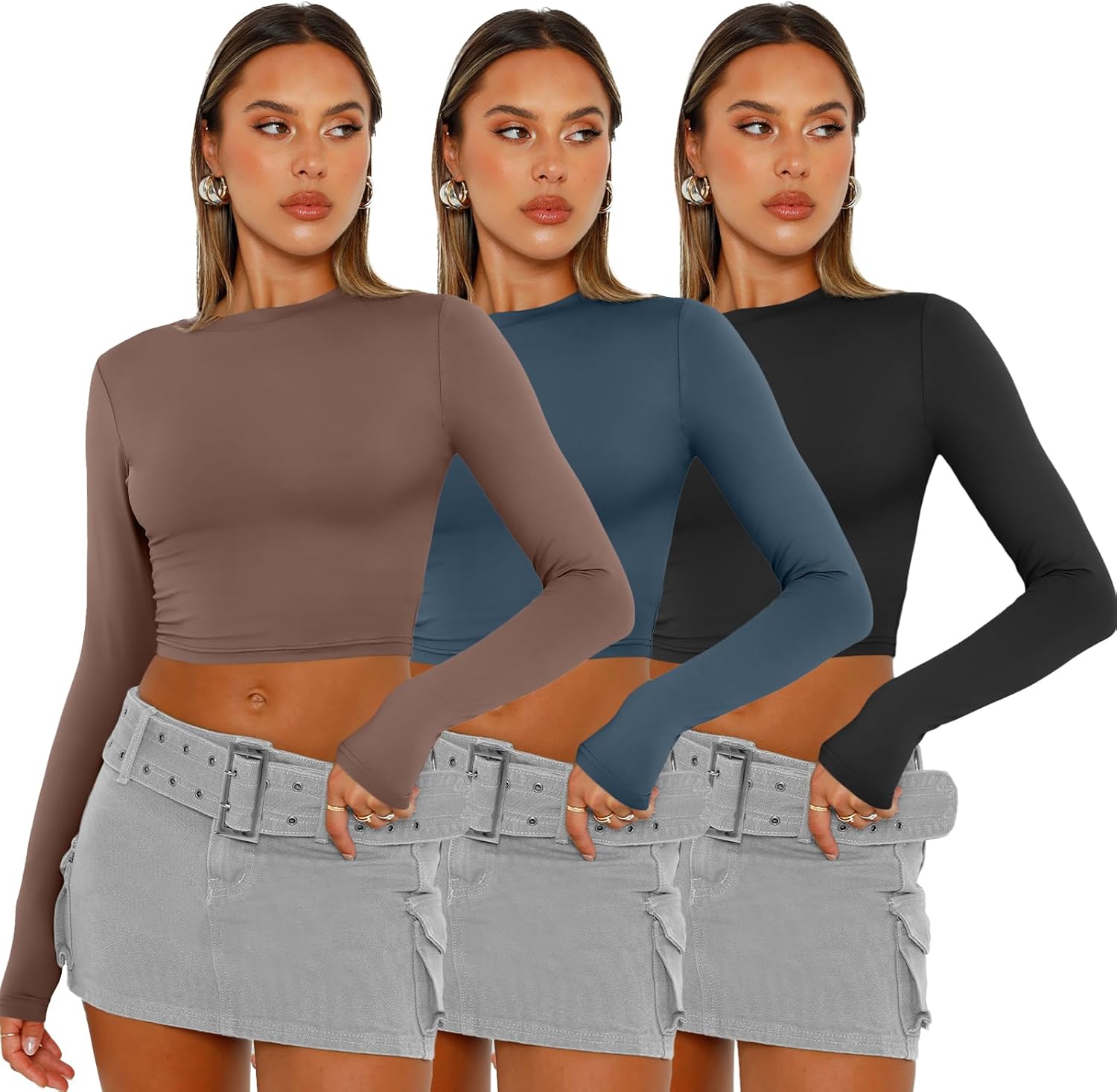 Detalle 2 de AUTOMET 3-Pack Long Sleeve Crop Tops 2026