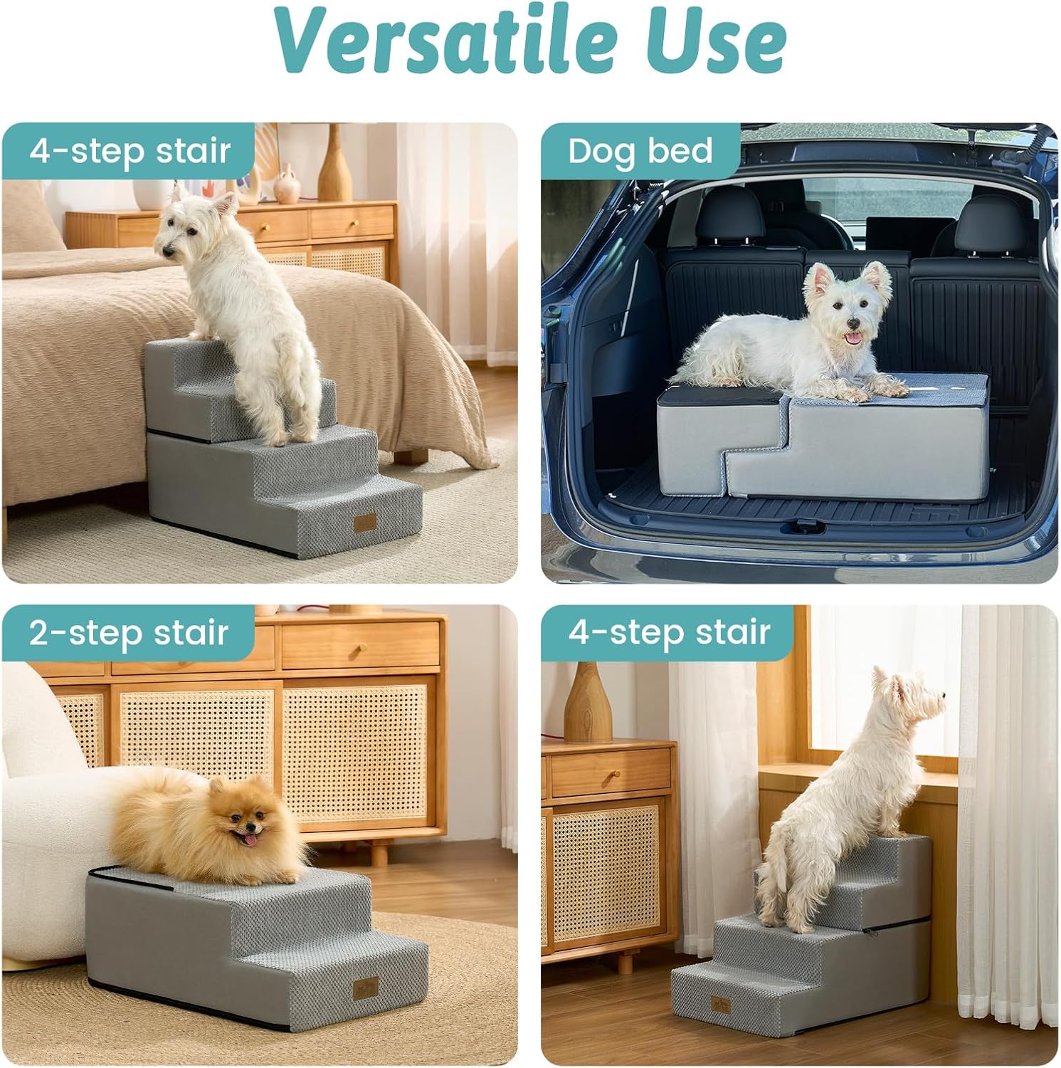 Thumbnail 5 de Small Dog Stairs 4 Tier Grey