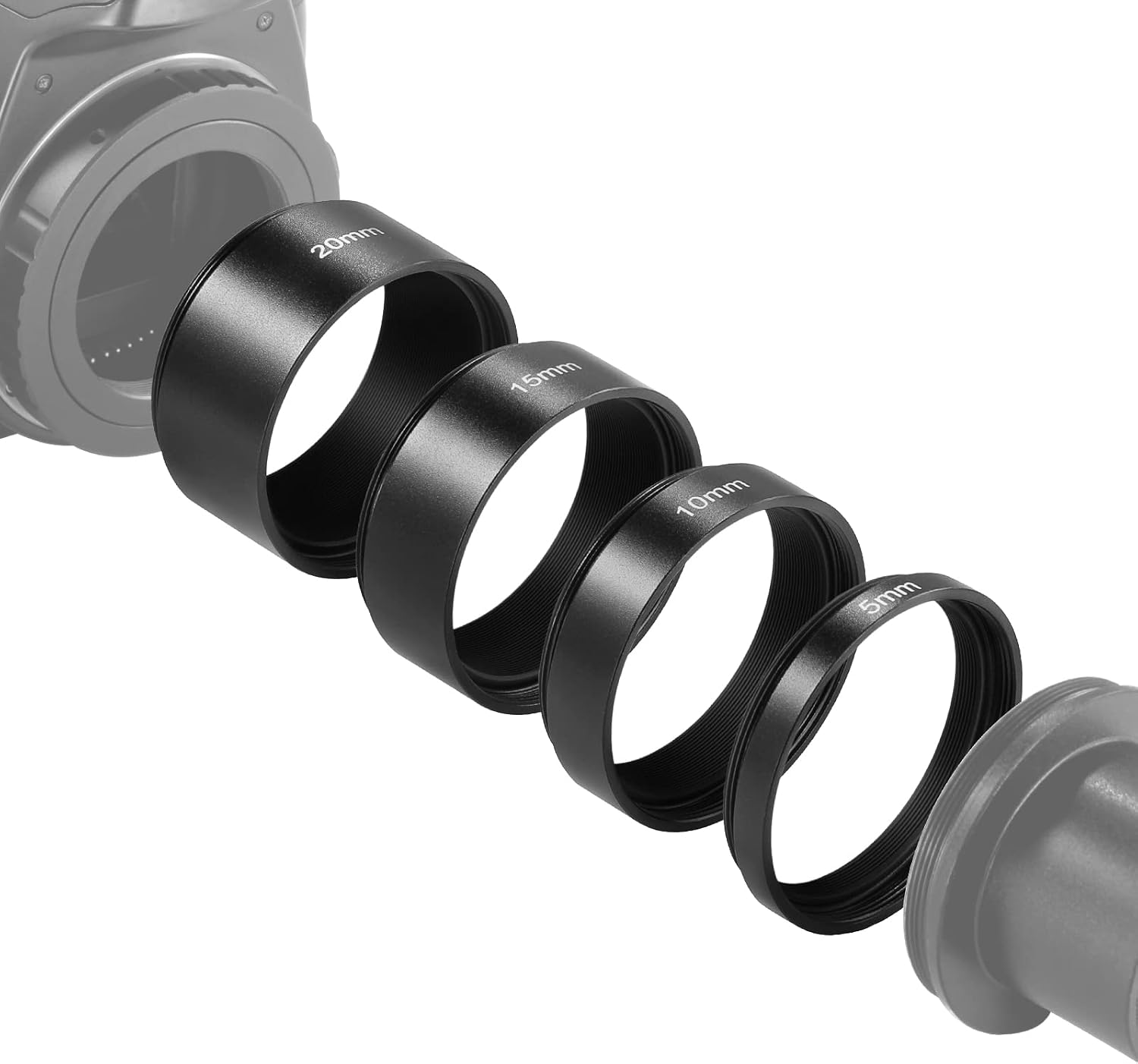 NEEWER Kit de 4 tubes d’extension T2 (5 mm, 10 mm, 15 mm, 20 mm) M42 x 0,75 pour astrophotographie