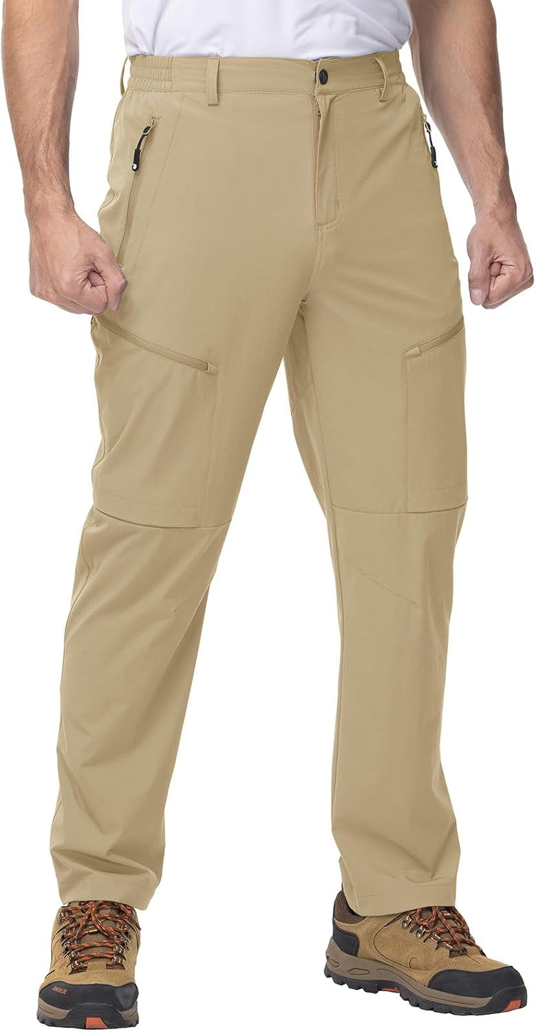 Detalle 2 de YSENTO Men's Cargo Hiking Pants, Lightweight Stretch, 5 Zipper Pockets