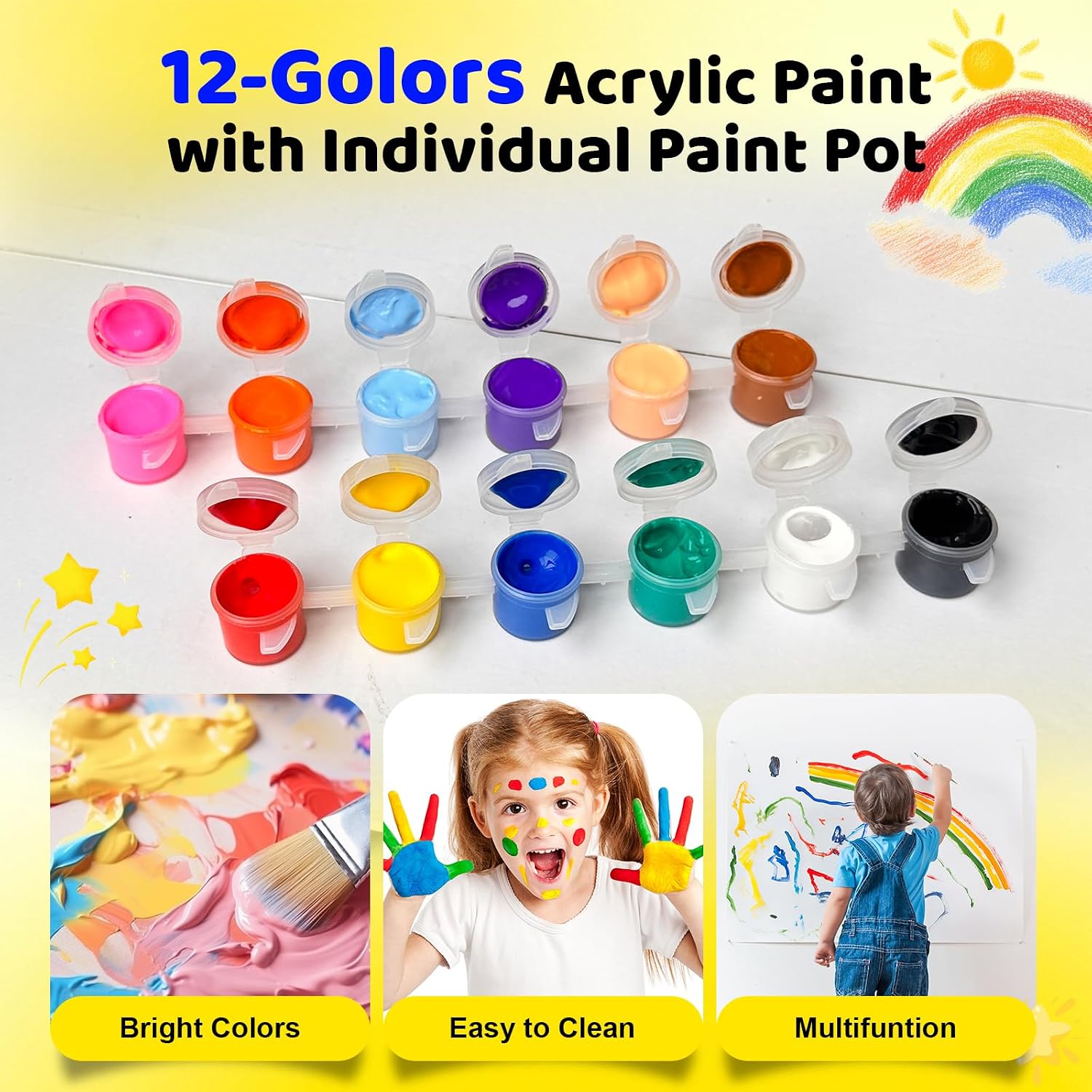 Detalle 2 de 10 Pack Mini Acrylic Paint Kit: 6in Canvas Boards with 6.5in Easel – Beginner Friendly