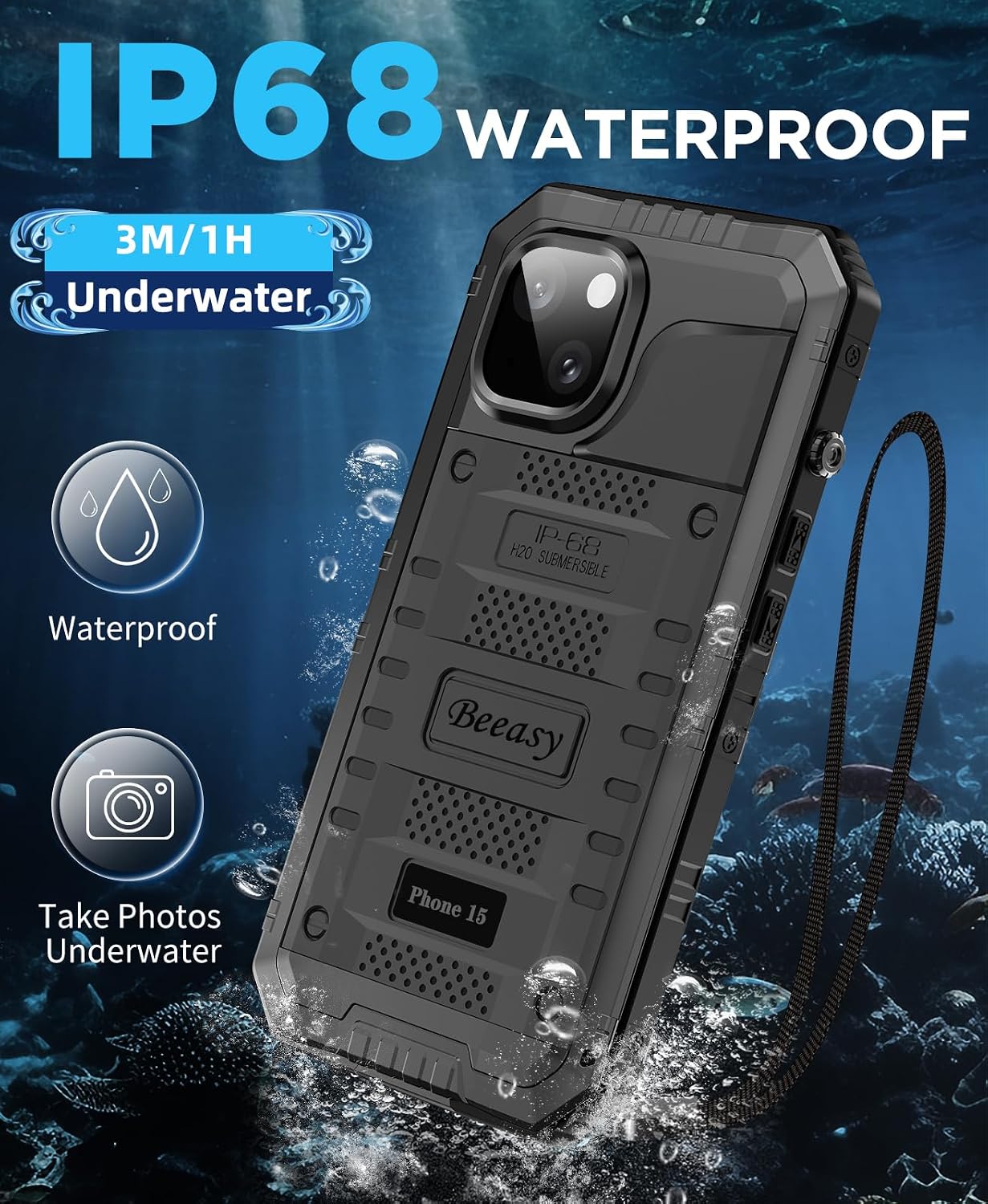 Detalle de Beeasy iPhone 15 waterproof case 6.1 inch