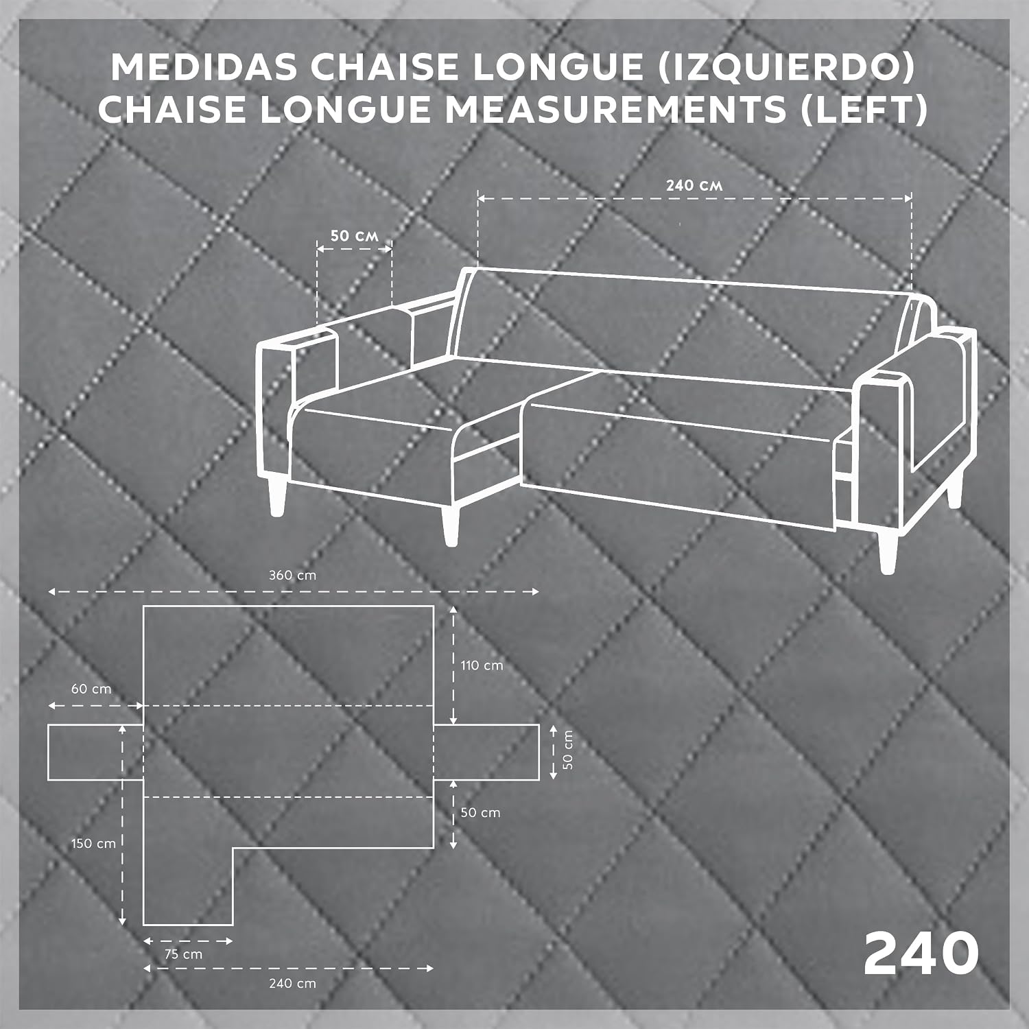 Thumbnail 2 de Textilhome Chaise Longue Malu Protector