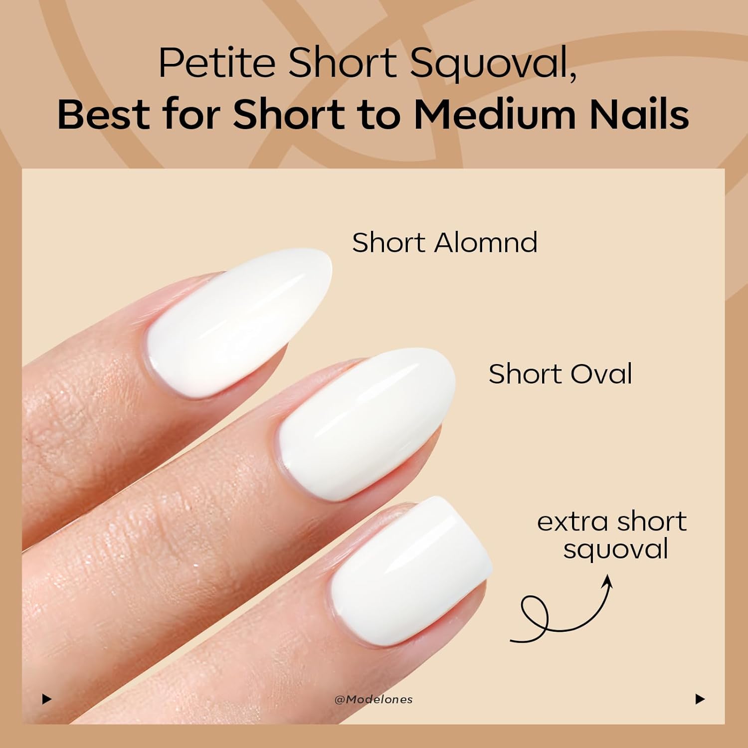 Thumbnail 4 de Modelones Extra Short Press on Nails (Milky White Squoval) Reusable Nail Kit — 32 pcs, 16 sizes