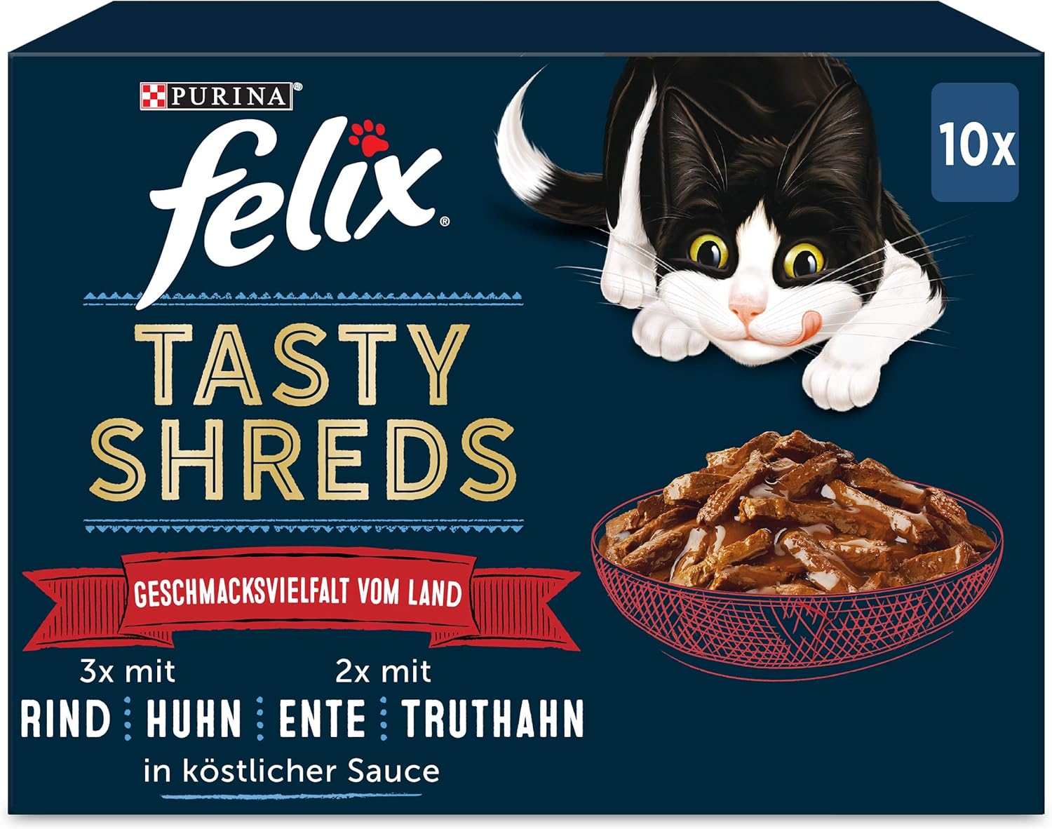 Thumbnail 6 de Felix Tasty Shreds Nassfutter in Sauce – Gemischte Vielfalt, 4er Pack (80 g Beutel, 4 x 20 Beutel à 80 g)
