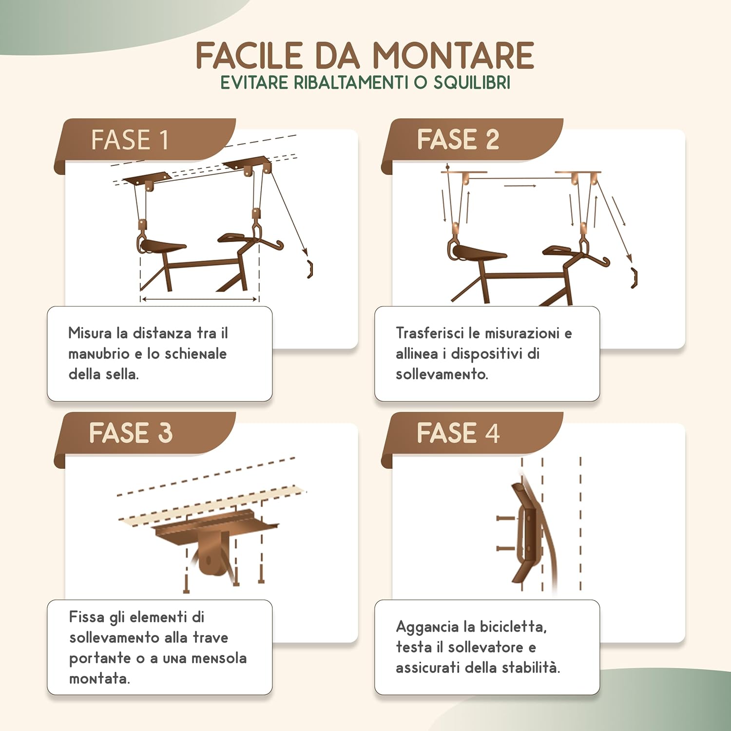 Thumbnail 5 de Recalma supporto da soffitto per biciclette ed e-bike con portata fino a 60 kg