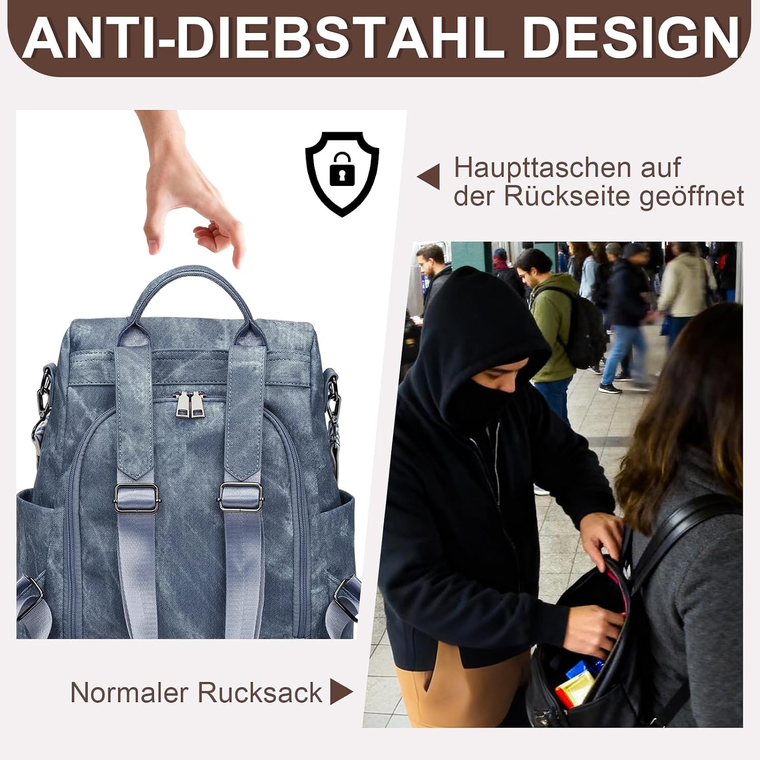Thumbnail 2 de Eshow Rucksack 3 in 1, RFID Schutz