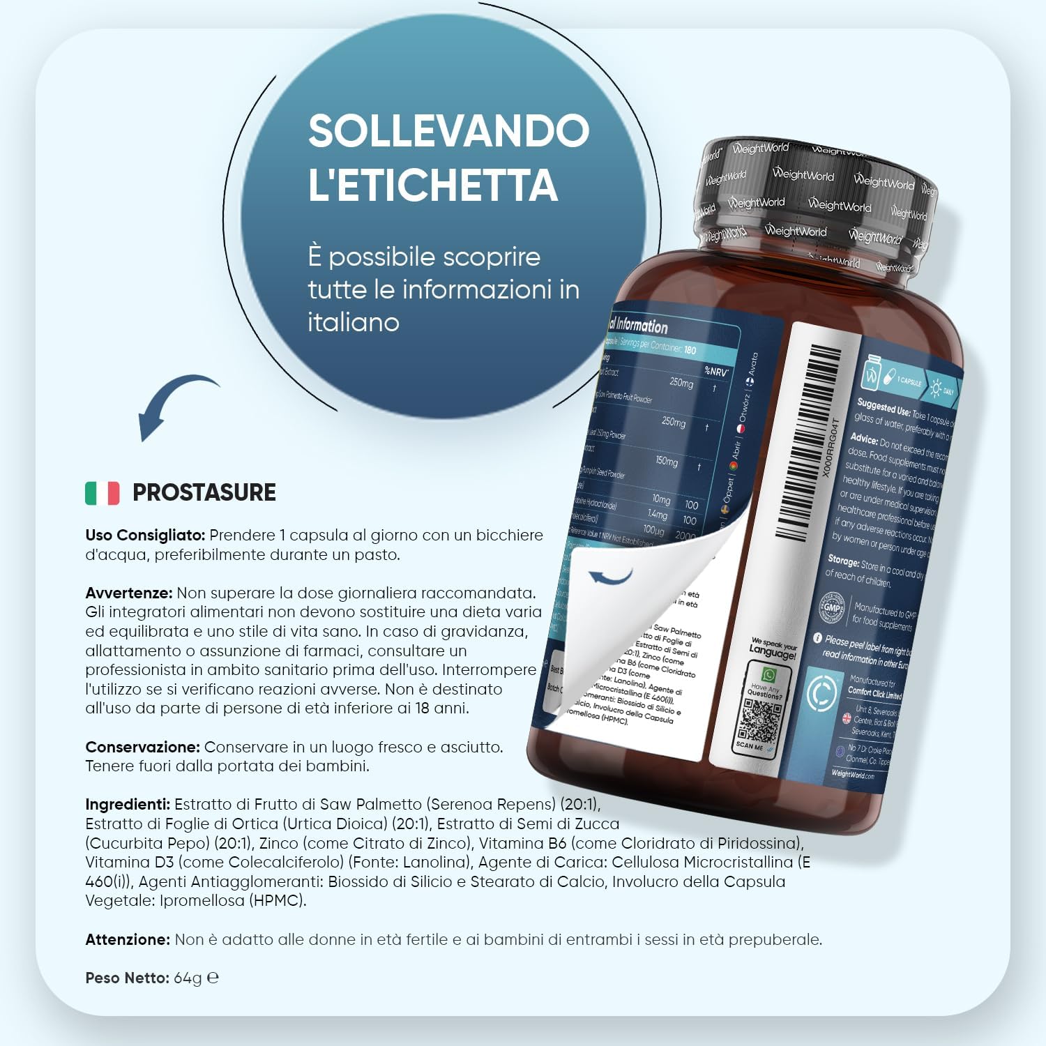 Thumbnail 6 de Serenoa Repens in 180 Capsule Vegetariane di WeightWorld – ProstaSure per Uomo