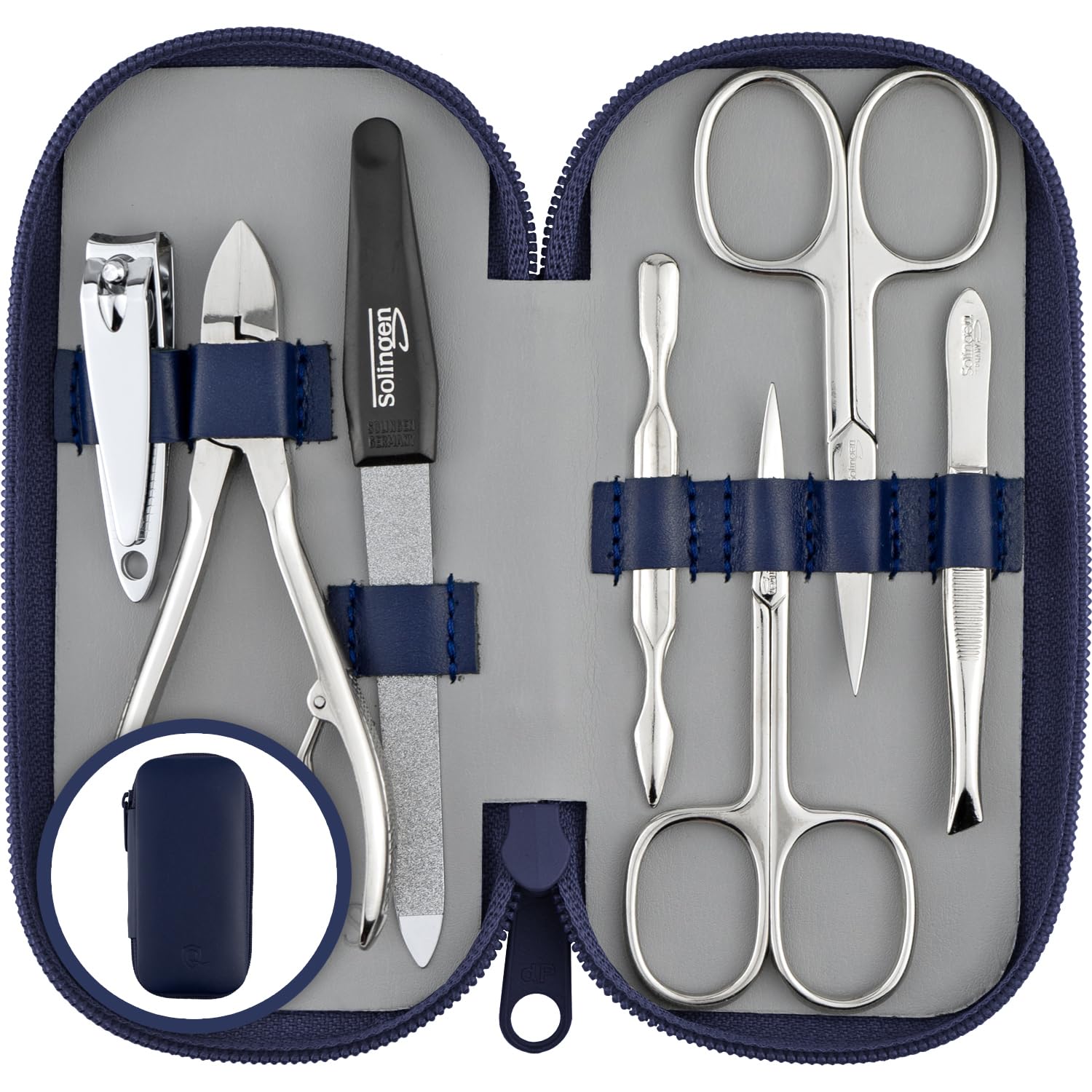 Detalle de marQus Solingen Maniküre Set 7-teilig – Nagelpflege mit Leder-Etui, Made in Germany