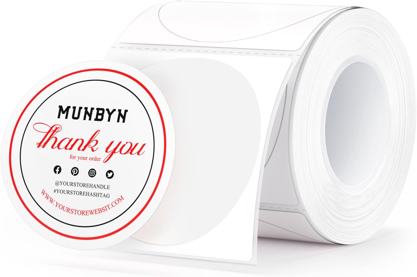 Thumbnail 6 de MUNBYN runde Thermo-Versandetiketten 50 x 50 mm (750 Kreis) – selbstklebend, thermodirekt, rosa