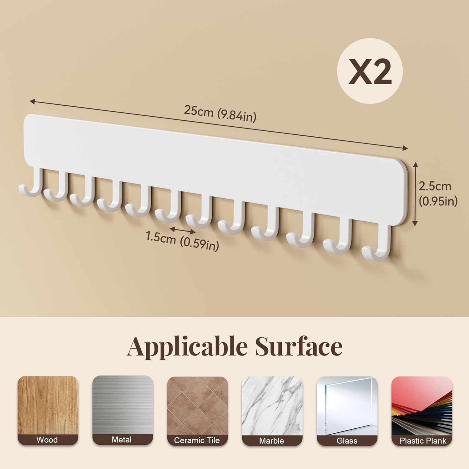 Detalle 2 de Josmimic Organizzatore gioielli parete 2 pz bianco