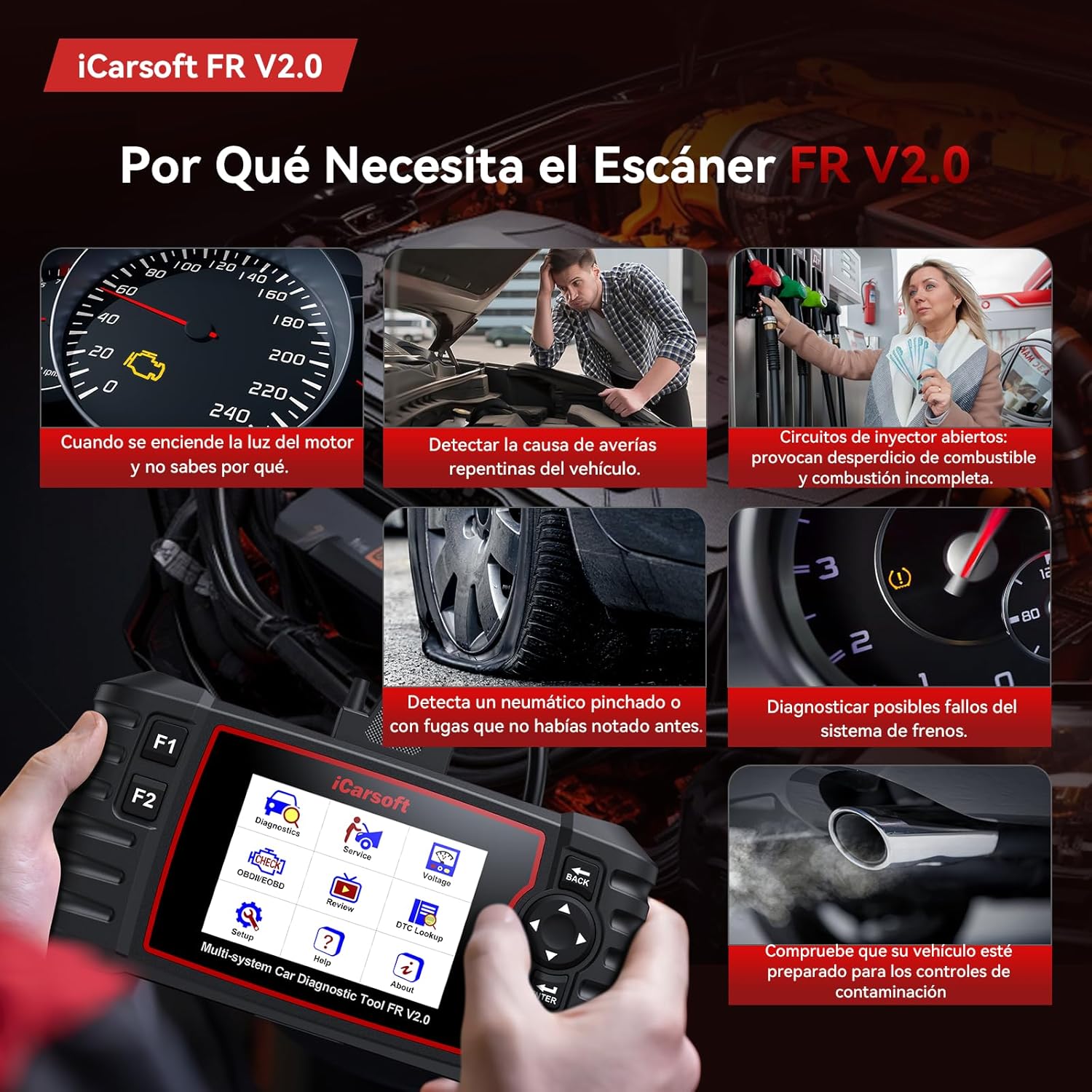 Thumbnail 4 de iCarsoft FR V2.0 OBD2 diagnóstico multimarca para Renault y más