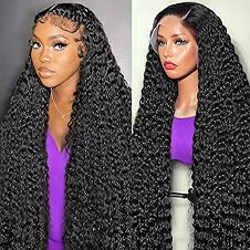 FDSAFEF 34-inch Deep Wave Lace Front Wig 🎀