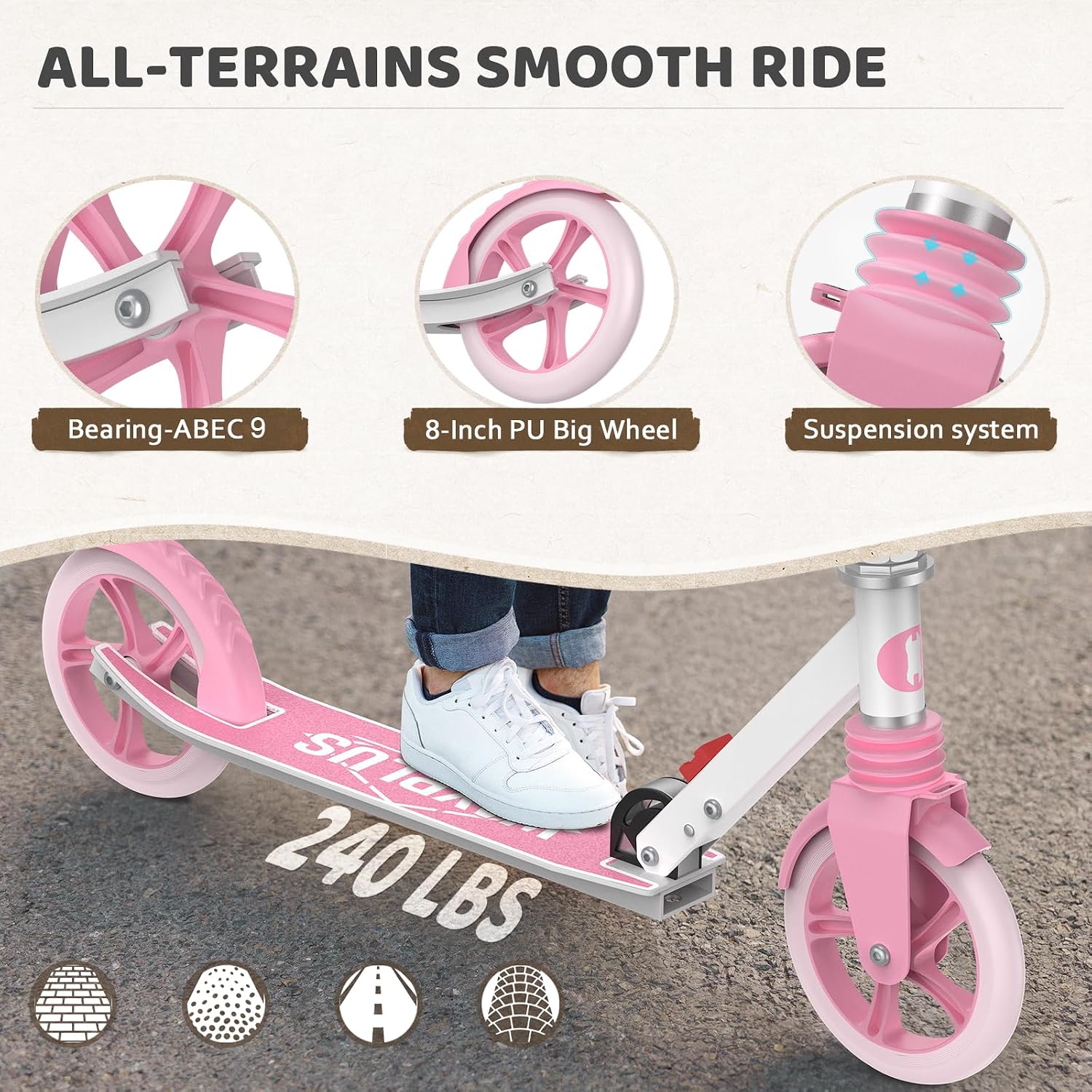 Thumbnail 3 de WAYPLUS Scooter for Kids: 4-Level Height Adjustable, Lean-to-Steer, 200mm Wheels and 108kg Load