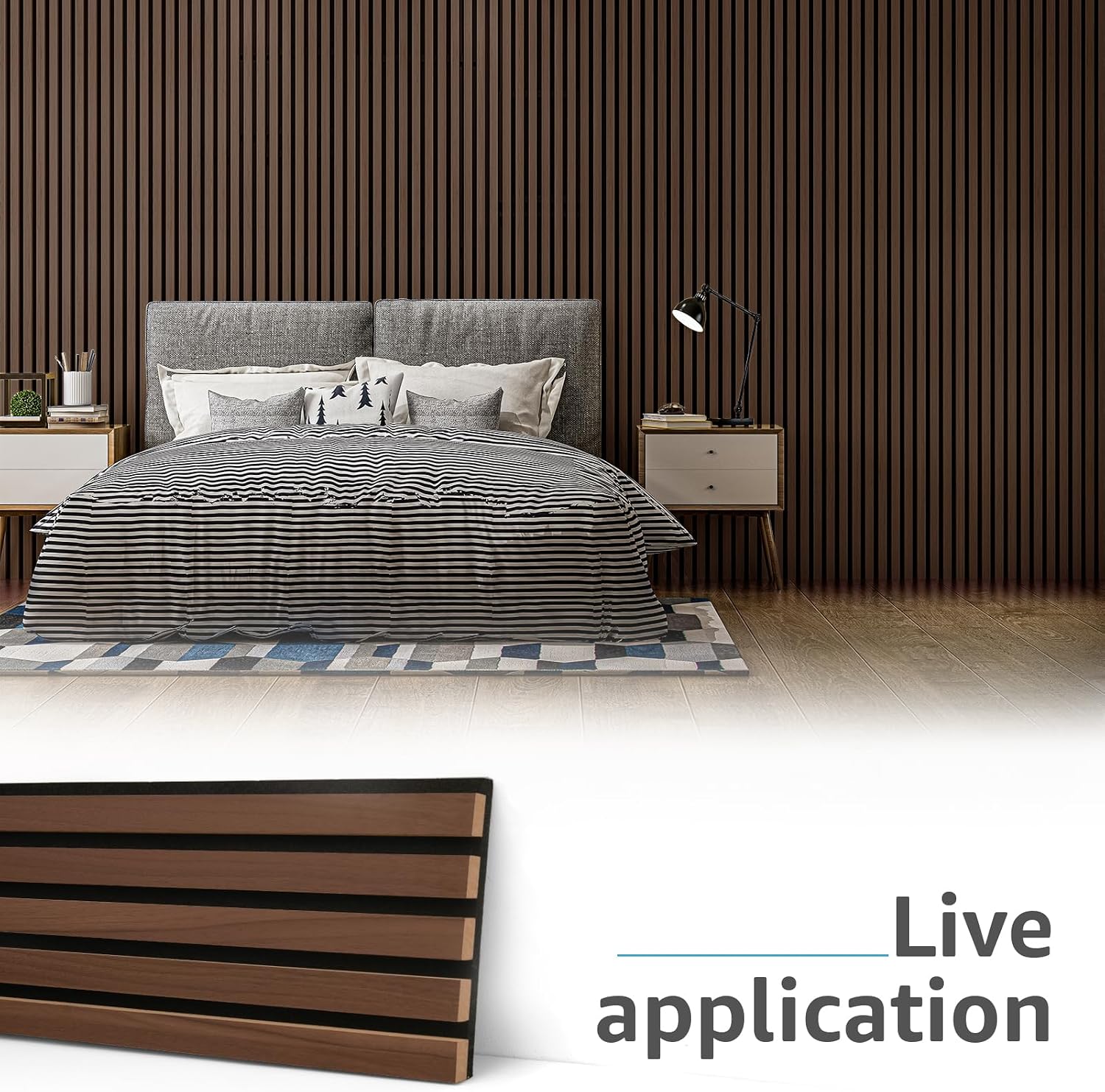 Detalle de Art3d A31at008BW06usz Wood Slat Wall Panels, Deep Walnut, 6-Pack