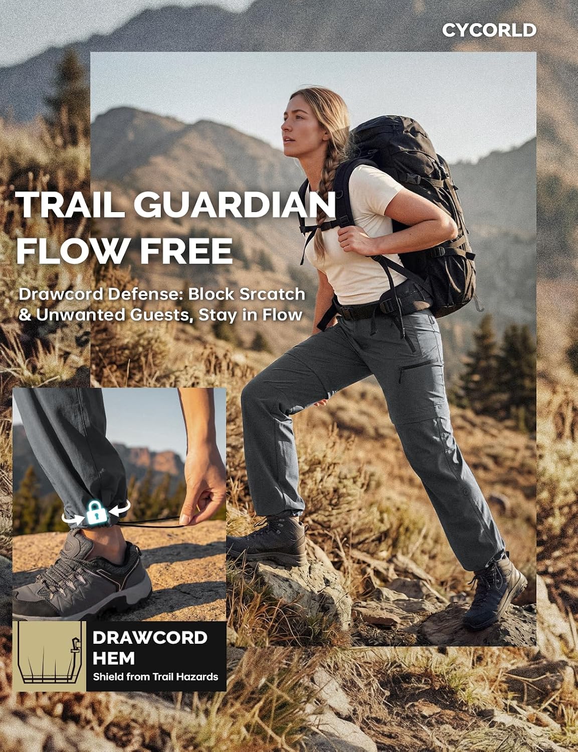 Thumbnail 5 de Cycorld Women's Hiking Pants Convertible: Quick-Dry, Lightweight with 5 Deep Pockets