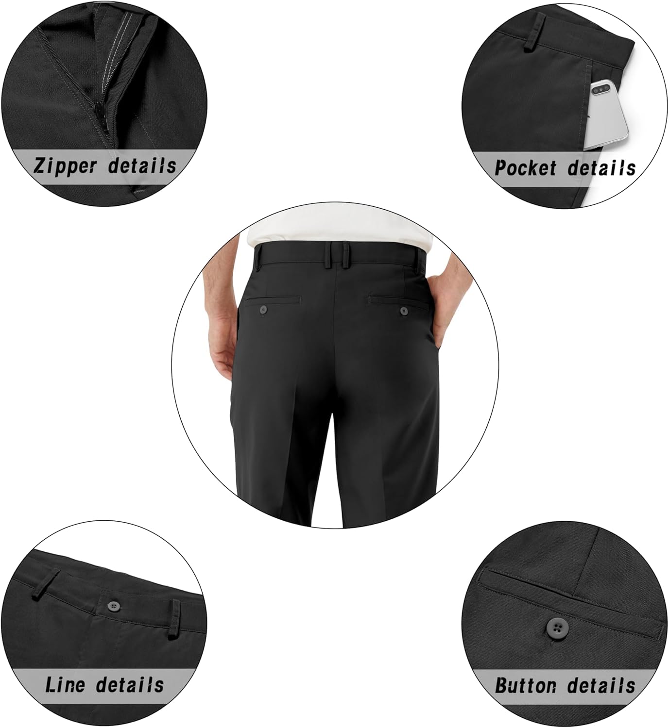 Thumbnail 4 de Men's Tall Classic Fit Flex Flat Front Dress Pants for Business & Office (Tall-friendly 32"–38" inseam)