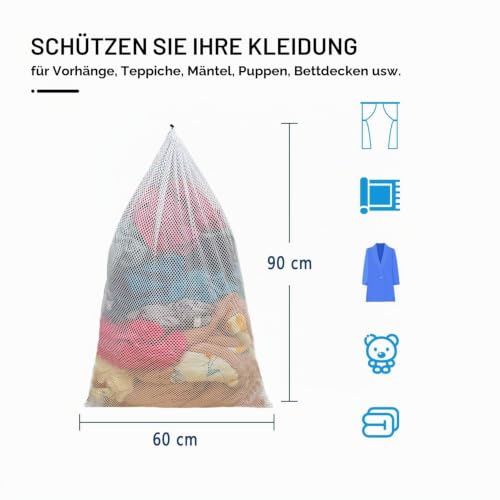 Detalle de Dmjia Wäschenetz Groß 60x90 cm – 2er-Set mit Kordelstopper