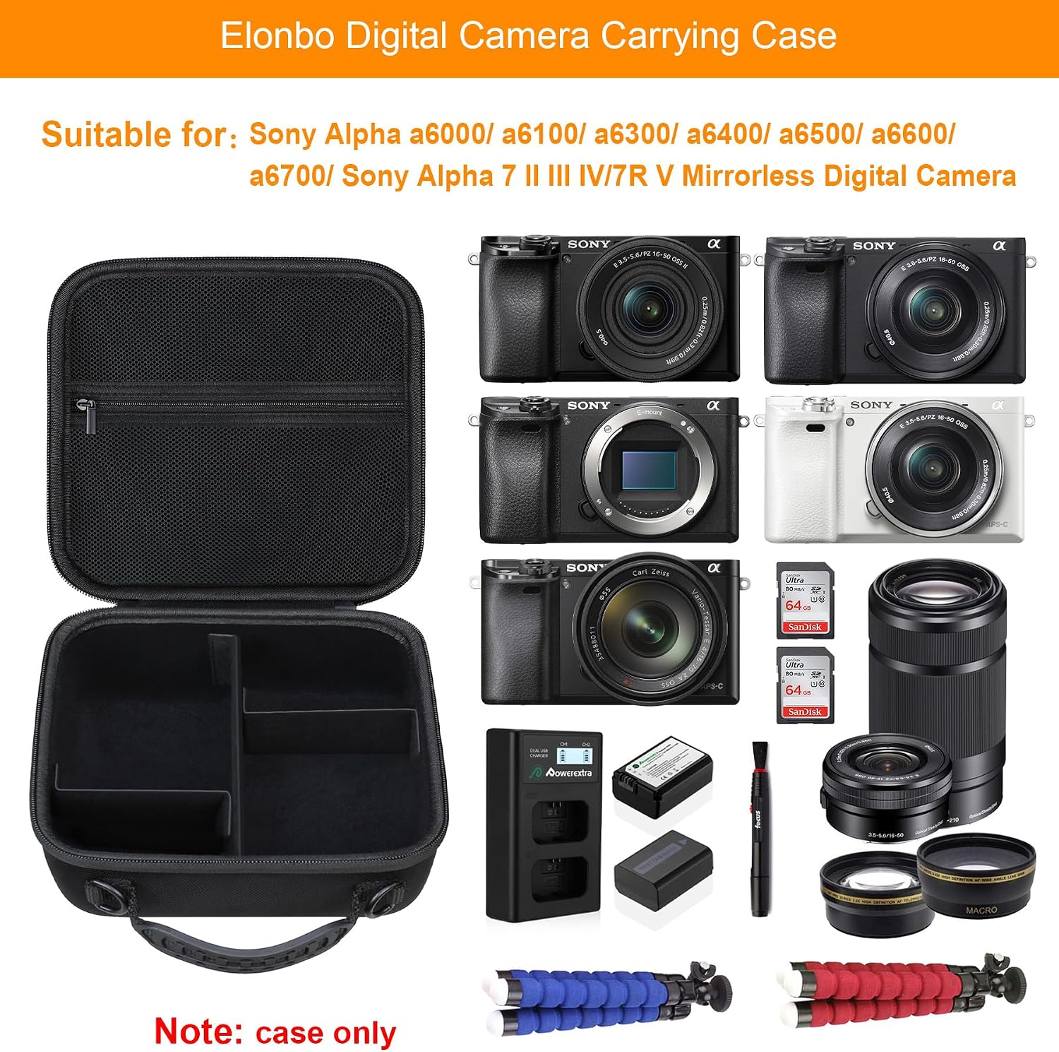 Detalle de Elonbo Carrying Case for Sony Alpha Mirrorless Cameras