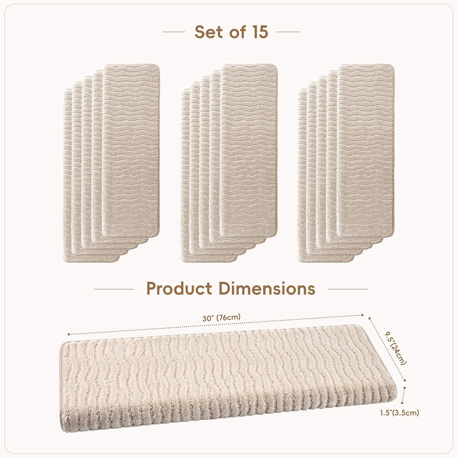 Detalle de Domnesto D-CST01-30-OBG15 Rounded Bullnose Stair Treads, 15-Pack