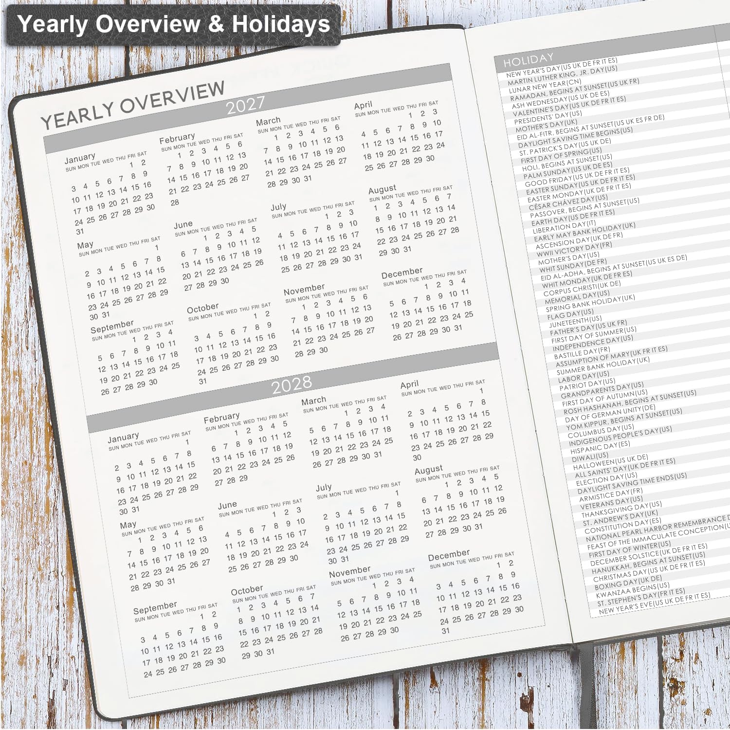 Detalle 1 de Lemome LMA4HUZYJZ22A01 2027 Planner, Weekly & Monthly, Gray Faux Leather