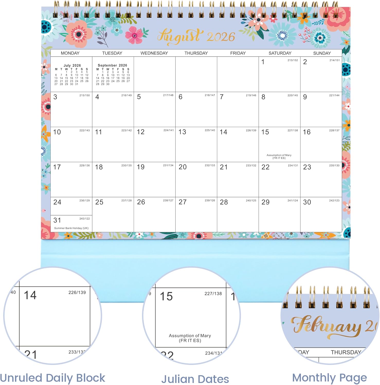 Thumbnail 2 de 2026-2027 Desk Calendar - Standing Flip with Thick Paper, July 2026 to December 2027