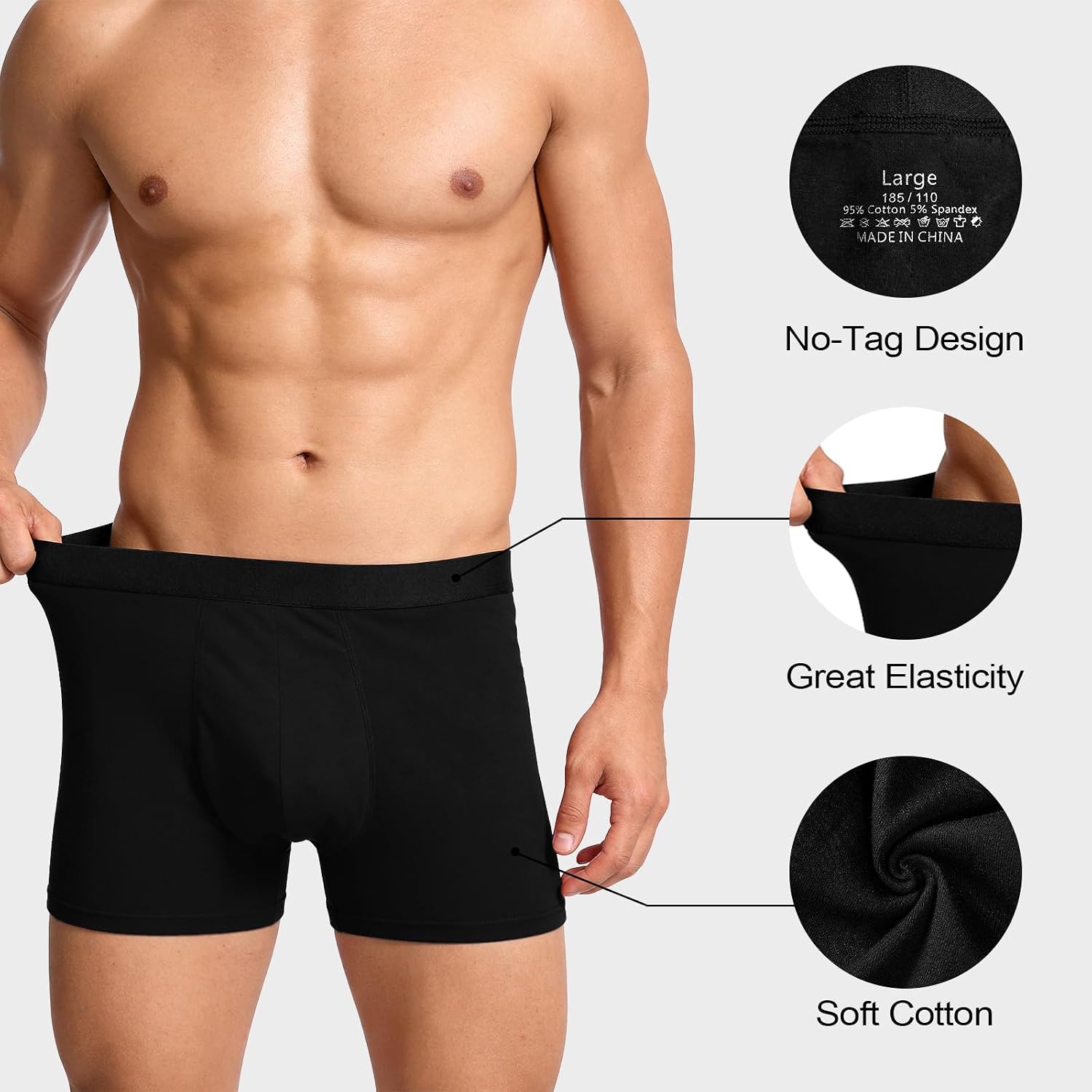 Detalle de LOFIR Men's Incontinence Pant Underwear: Washable Cotton Boxers with 150ml Absorbent Pad