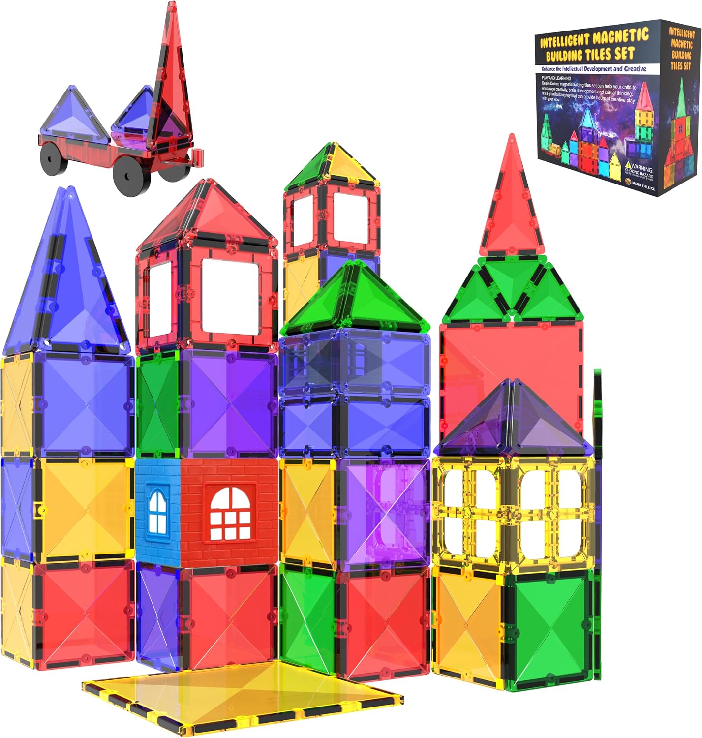 Thumbnail 6 de Desire Deluxe Magnetic Tiles Building Blocks Set (57-Piece) for STEM & Creative Play, Ages 3+