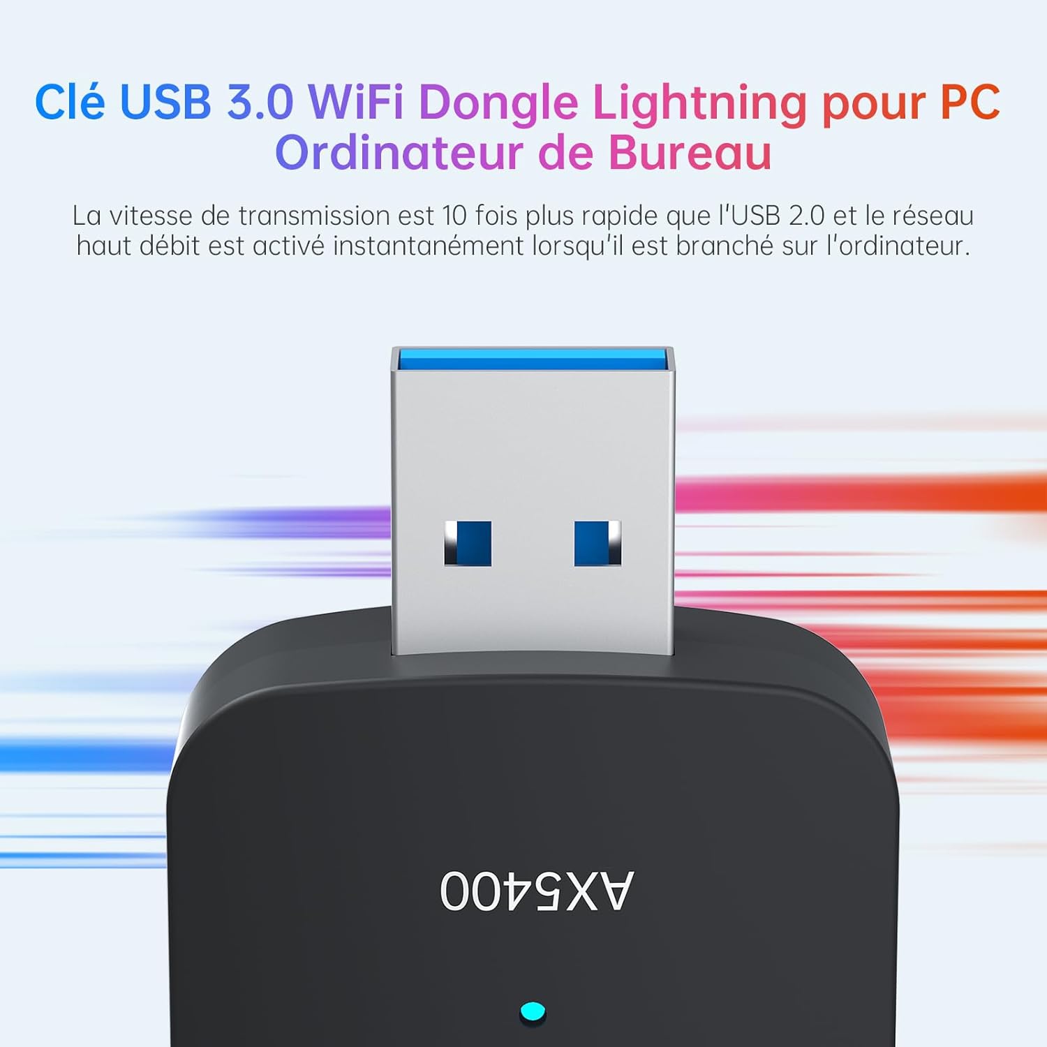 Detalle de PLERY 5400Mbps Clé WiFi 6 Puissante – Clé USB Tri-Bande 6GHz/5GHz/2,4GHz pour PC