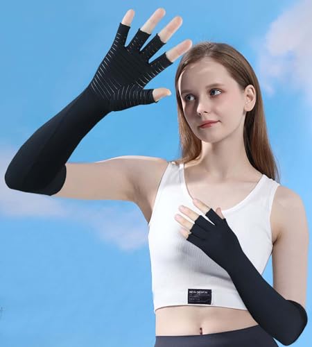 Thumbnail 6 de Copper Long Arthritis Gloves by Kecartu (Large) – Copper Nylon Fingerless Compression Gloves