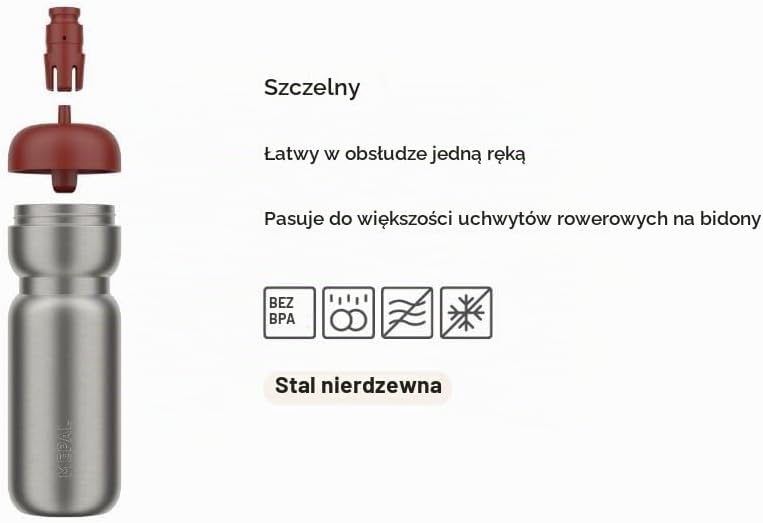 Detalle de Mepal 103009041800 Sport – stalowy bidon sportowy 800 ml, Graphite Black