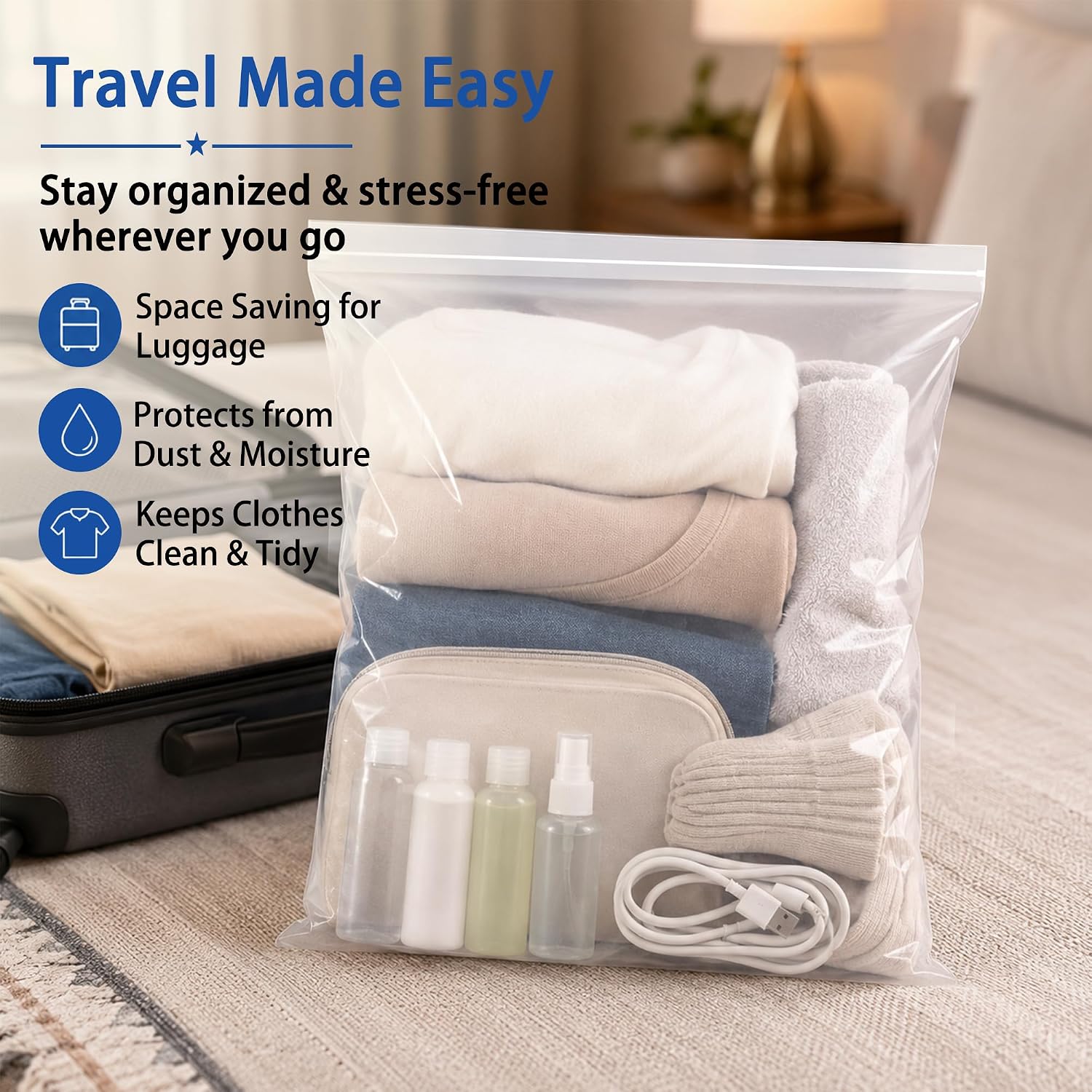 Detalle 1 de Storage Master SM-5GL-20 5-Gallon Zippered Storage Bags, Clear 2-Mil PE, 20-Pack