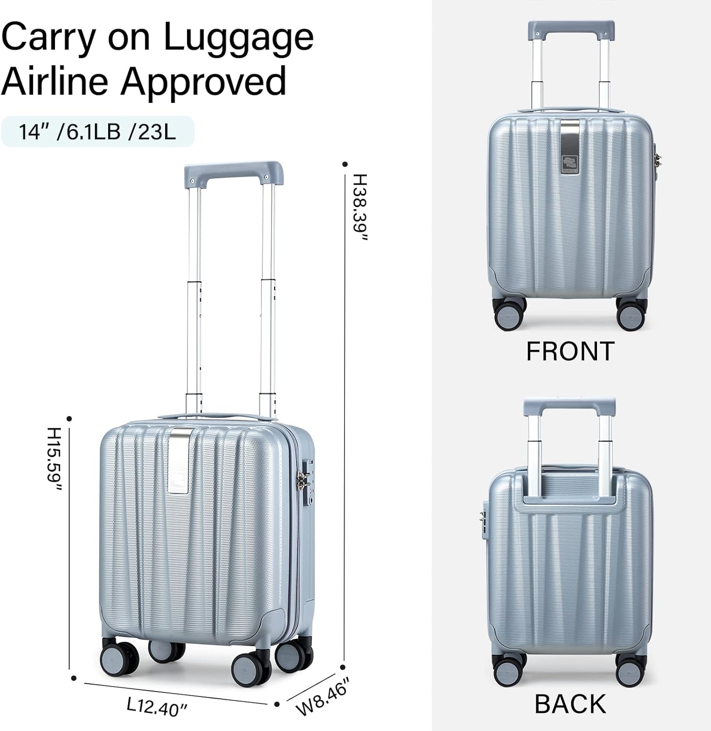 Thumbnail 1 de Hanke 14-Inch Hardshell Cabin Suitcase: Airline-Approved Carry-On with TSA Lock