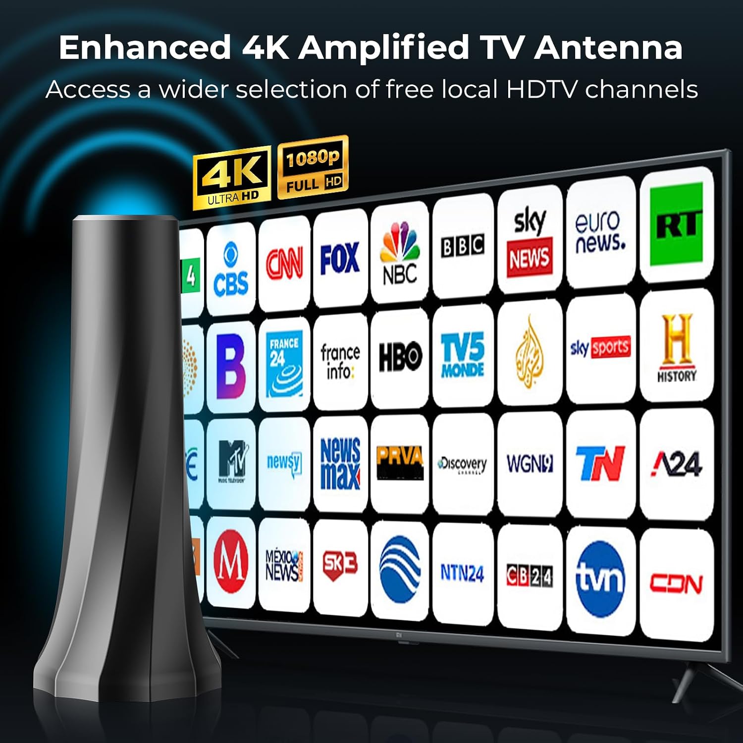 Detalle de 2026 Upgraded TV Antenna for Smart TV: 3200+ Miles Range, 360° Reception, 4K/8K Ready