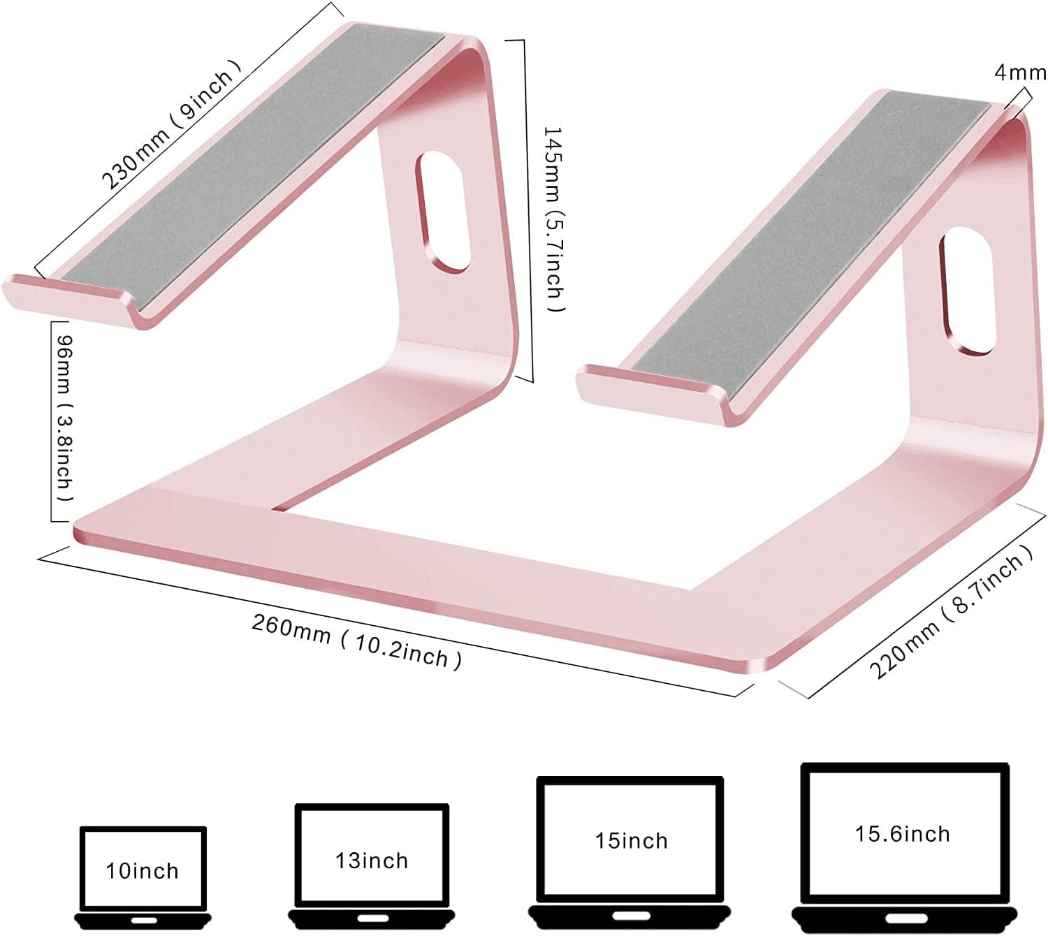 Detalle de Orionstar aluminium laptop stand for desk (pink) – ergonomic riser for 10–15.6 inch laptops
