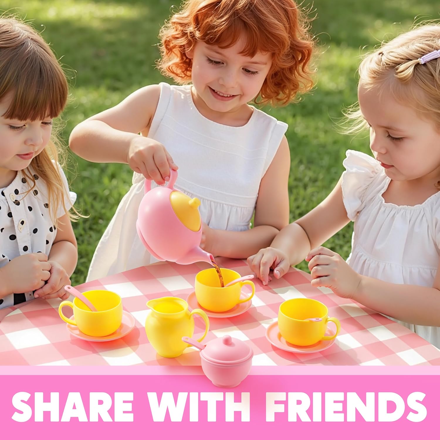Detalle de JOYIN Pretend Play Tea Party Set (18-Piece) – BPA & Phthalates Free Food Accessories for Ages 4-6
