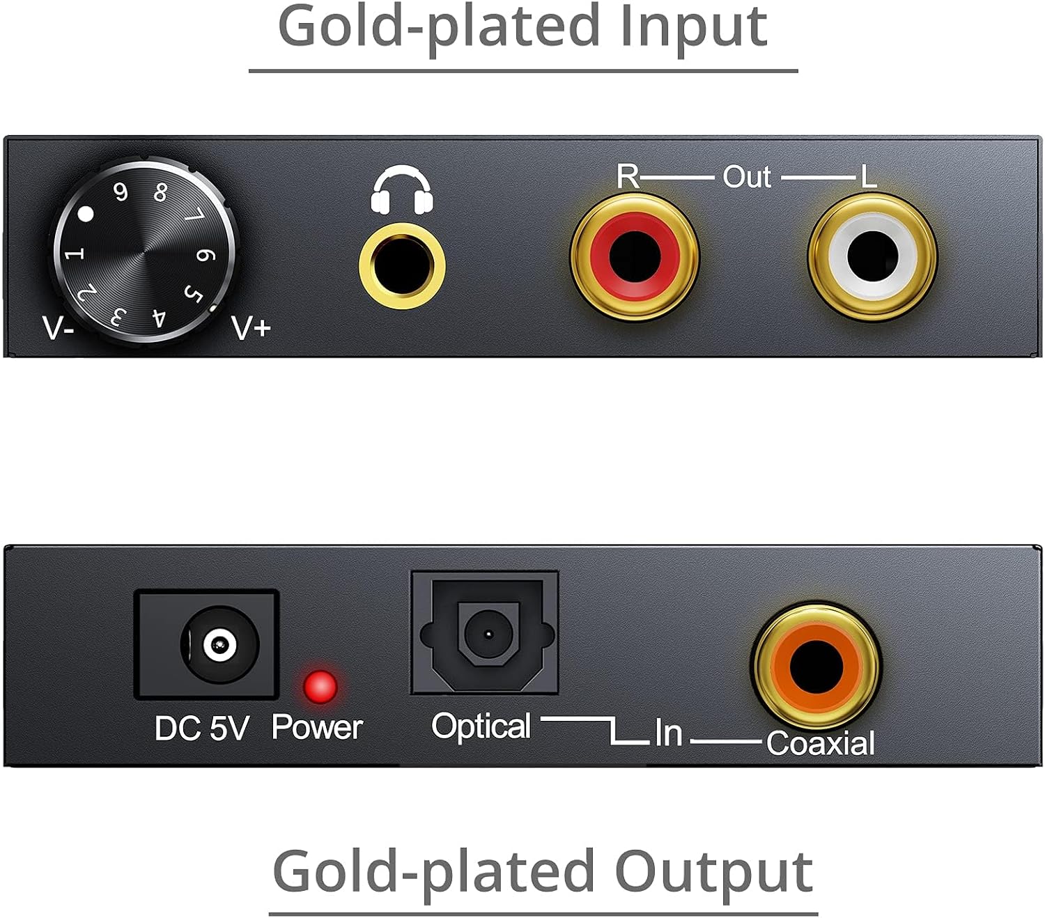 Detalle de PROZOR DA-converter 192 kHz met volumeregelaar, Toslink en coaxiaal