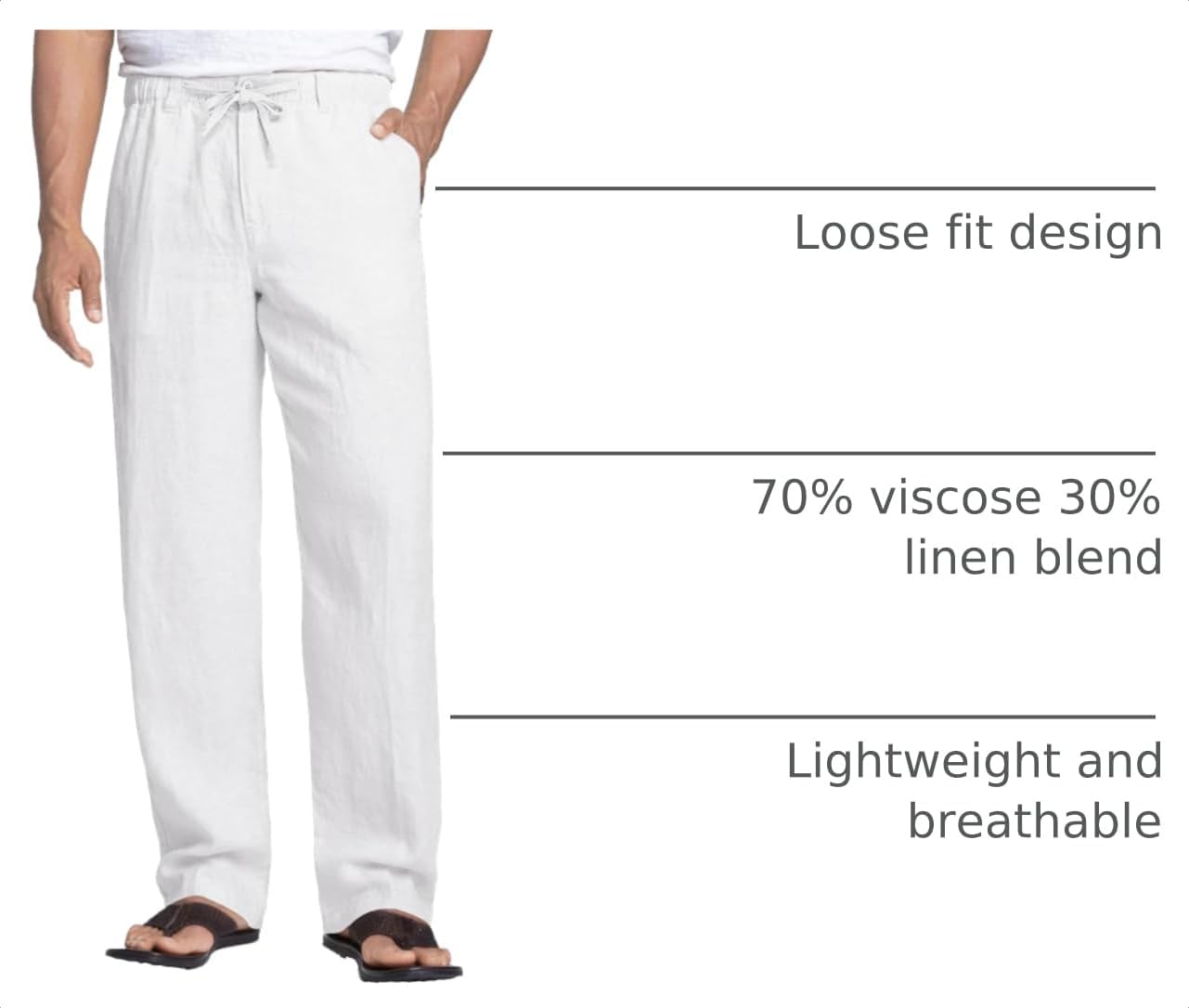 Thumbnail 3 de COOFANDY Men's Linen Pants: Lightweight, Relaxed-Fit Beach-Ready Trousers