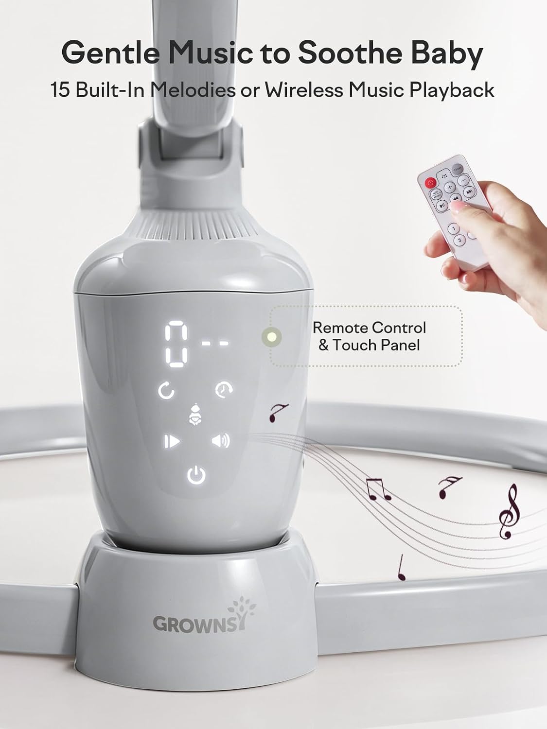 Detalle 1 de Grownsy Baby Swing with Dual Motion, 5 Speeds and 270° Rotation