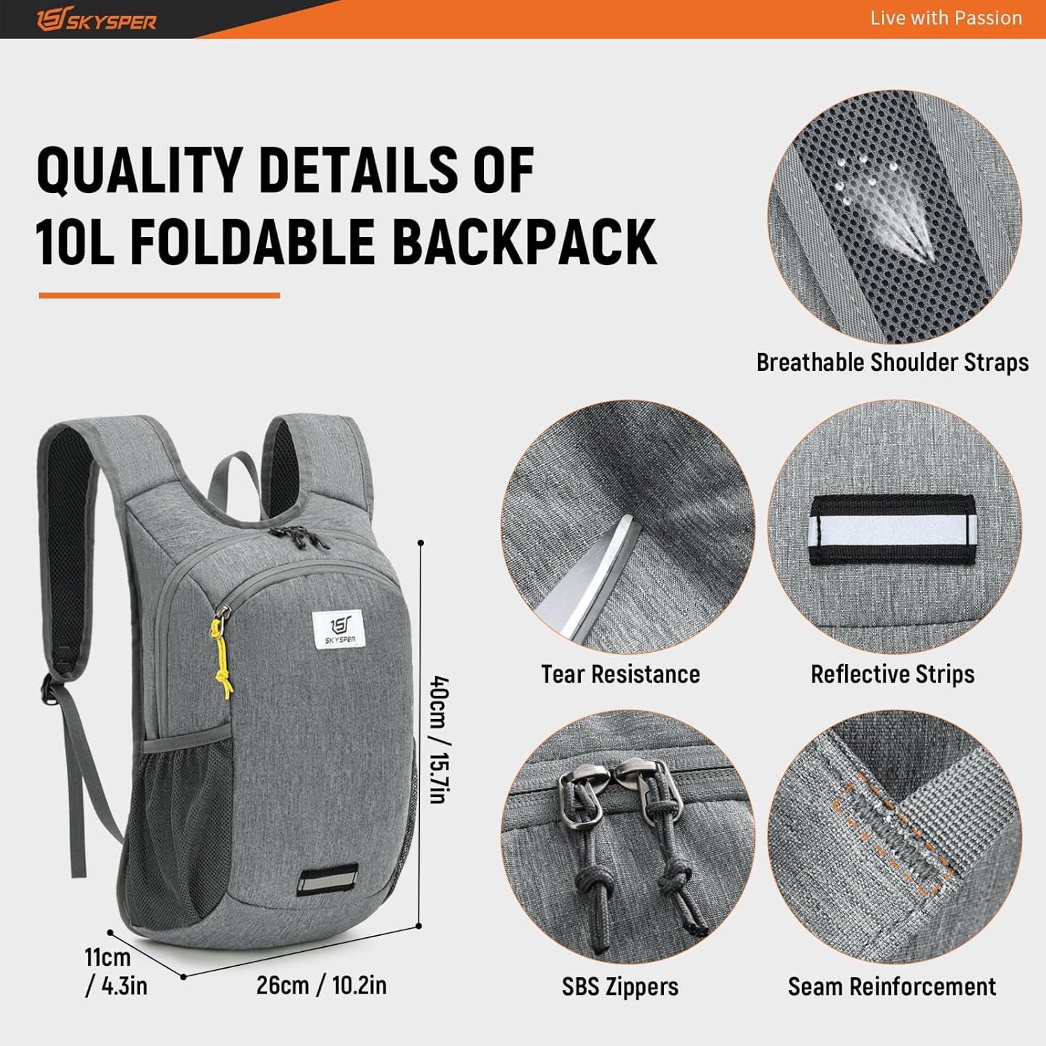 Thumbnail 3 de SKYSPER 10L Hiking Backpack: Lightweight, Foldable Daypack for Everyday Adventures