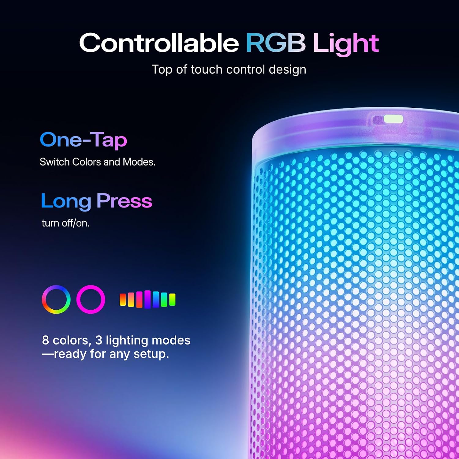 Detalle 2 de MAONO DGM20S USB Gaming Microphone, Purple, RGB Lighting and Boom Arm