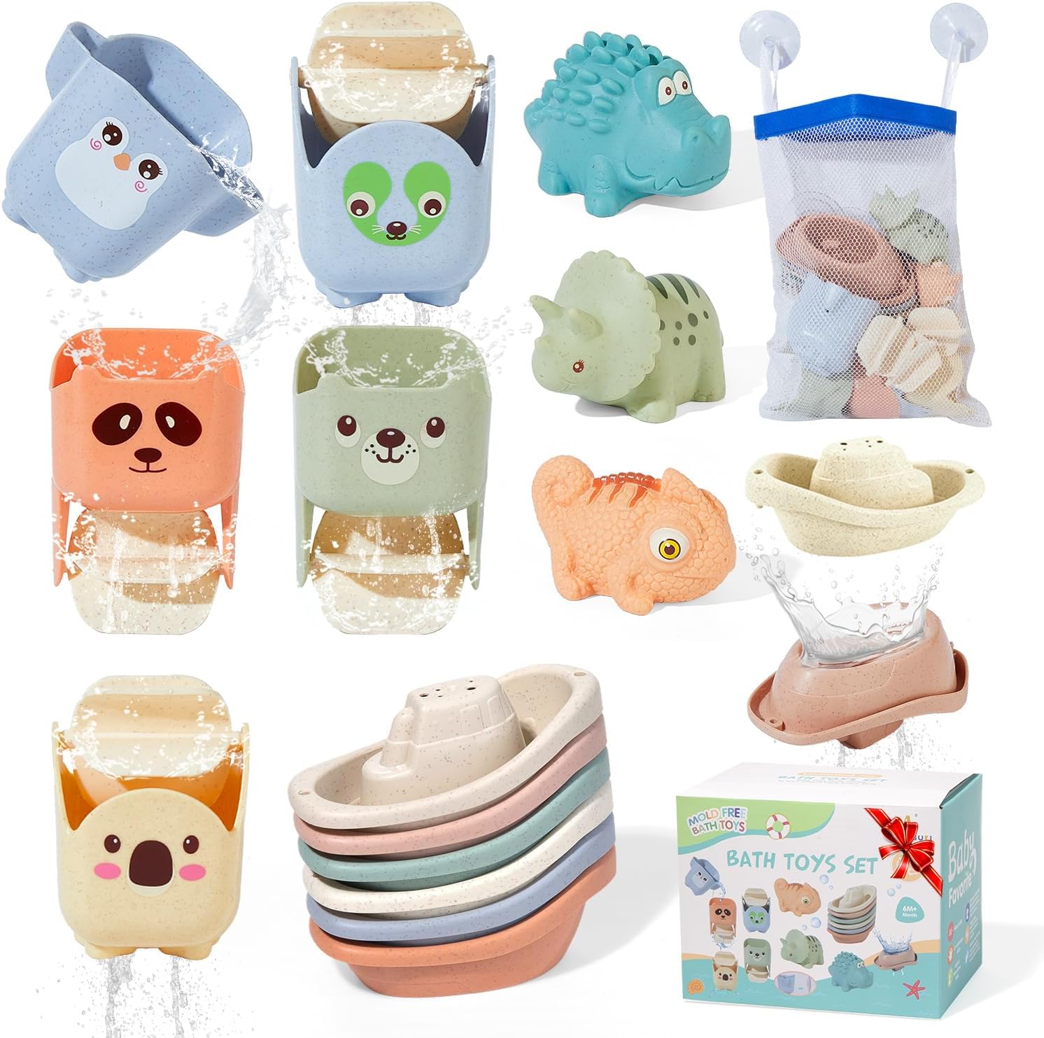 Thumbnail 6 de Baby Bath Toys for 1–4 Years: 15‑Piece Mold‑Free Set for Safe Water Play