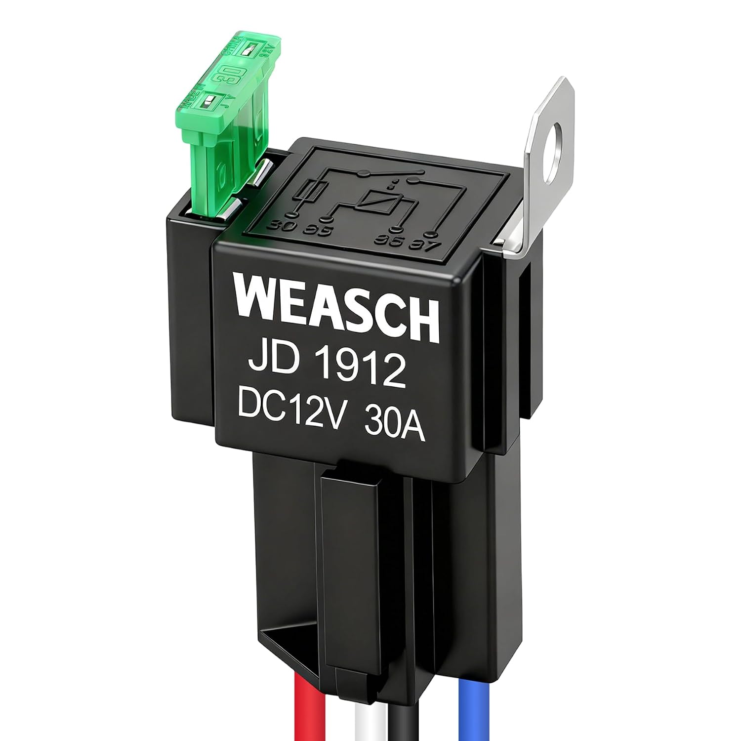 Detalle de Weasch ヒューズリレースイッチキット 12V 30A 4ピンSPST、14AWGハーネス・30Aヒューズ付き