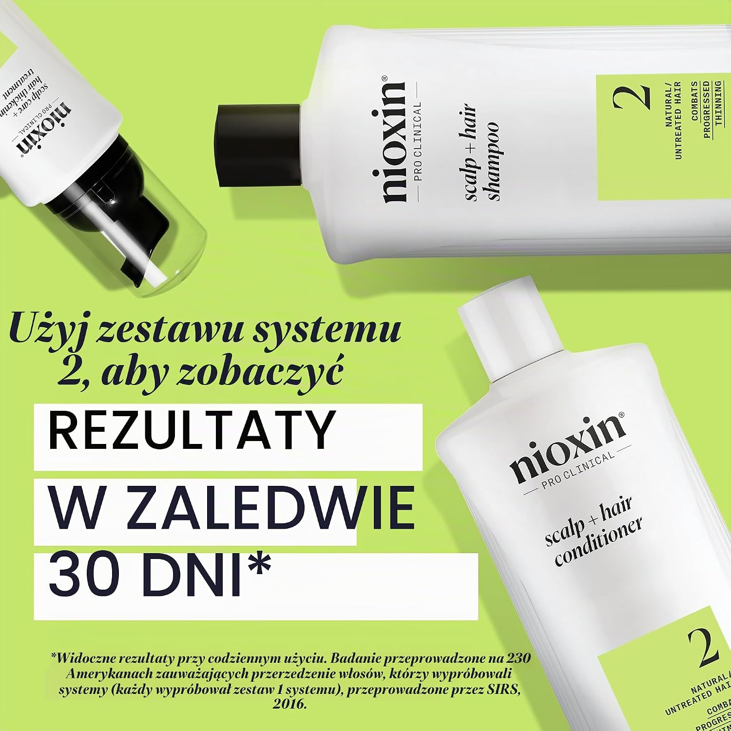 Detalle de NIOXIN System 2, szampon do włosów naturalnych 1 l z biotyną i niacynamidem
