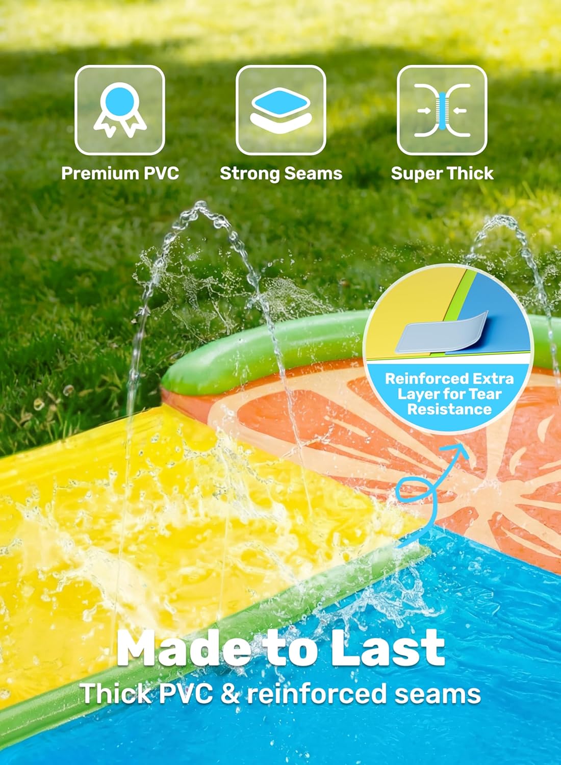 Detalle de SLOOSH Slip Slide 2-Personen-Wasserrutsche – großes Doppelbahn-Spiel im Garten