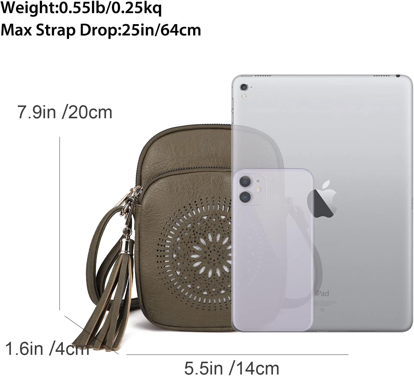 Thumbnail 2 de GLITZALL Small Crossbody Phone Bag for Women – Compact Faux Leather Purse with Tassel