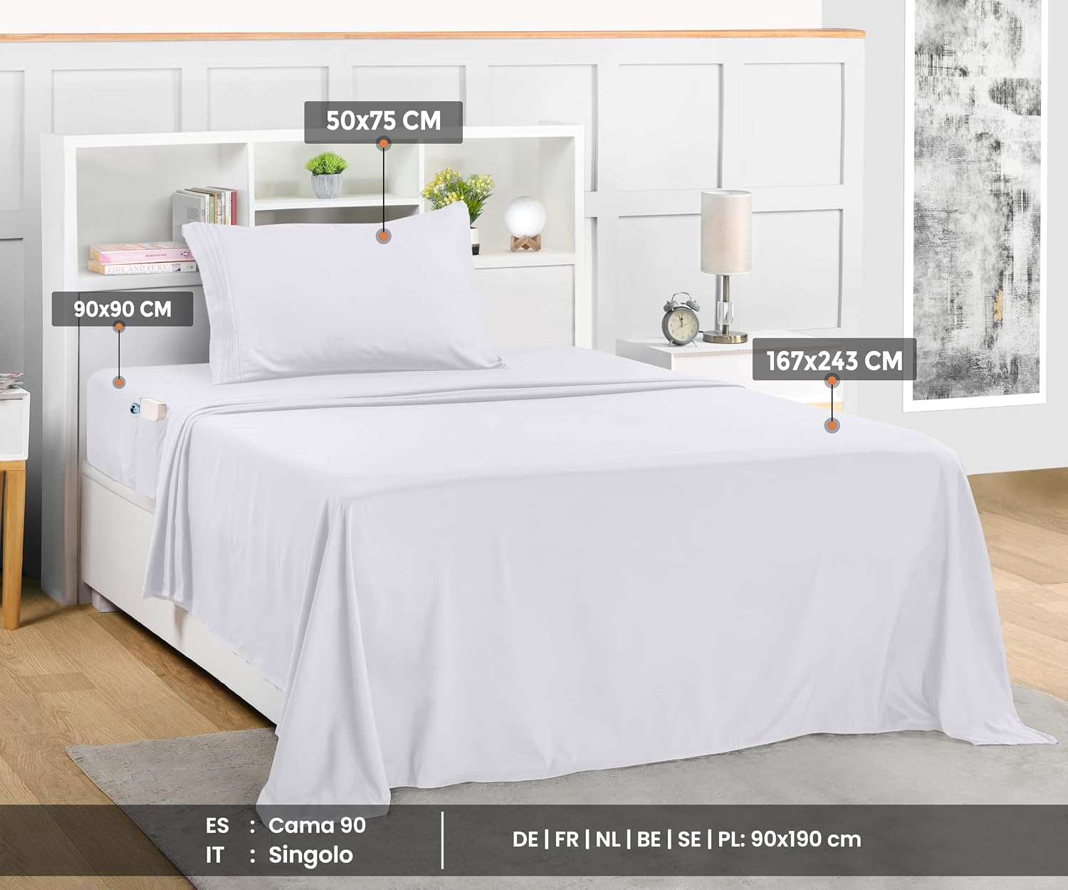 Detalle 2 de Utopia Bedding Juego de Sábanas 90x190 Microfibra